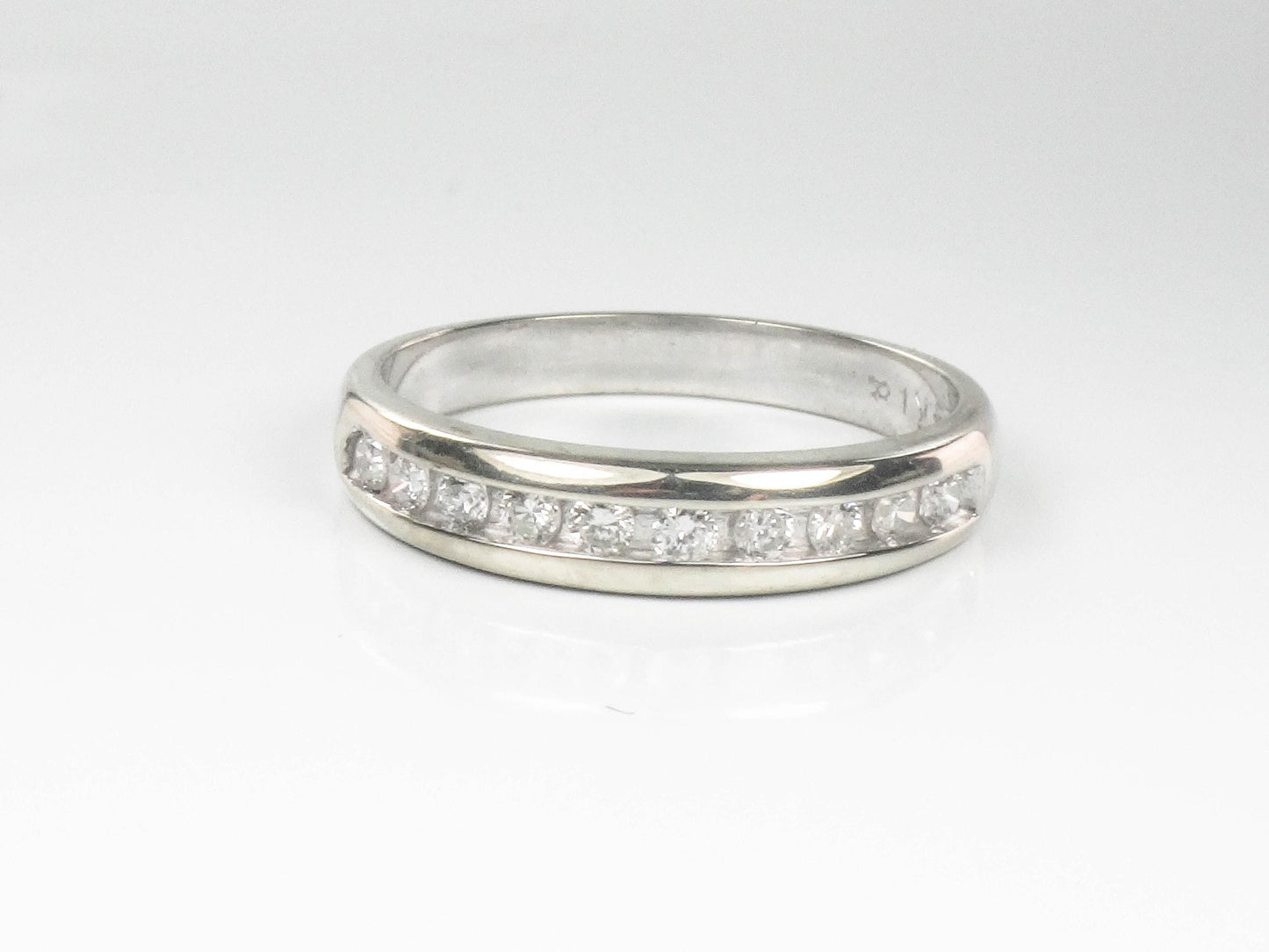 Vintage 14k White Gold Natural Diamond Wedding Band Channel Set Diamond Wedding Ring Approximately .30 CTS TDW Size 7
