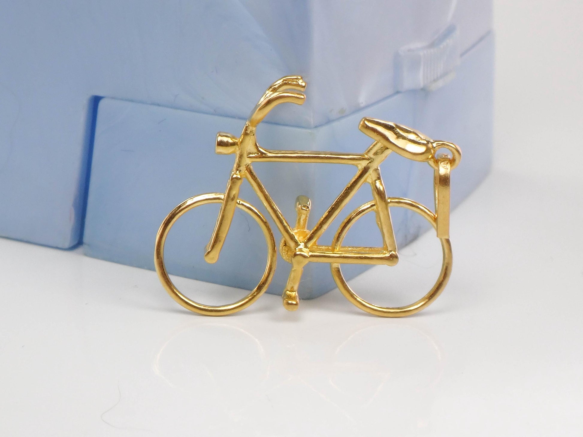 Vintage Solid 21k Yellow Gold Bicycle Pendant Charm