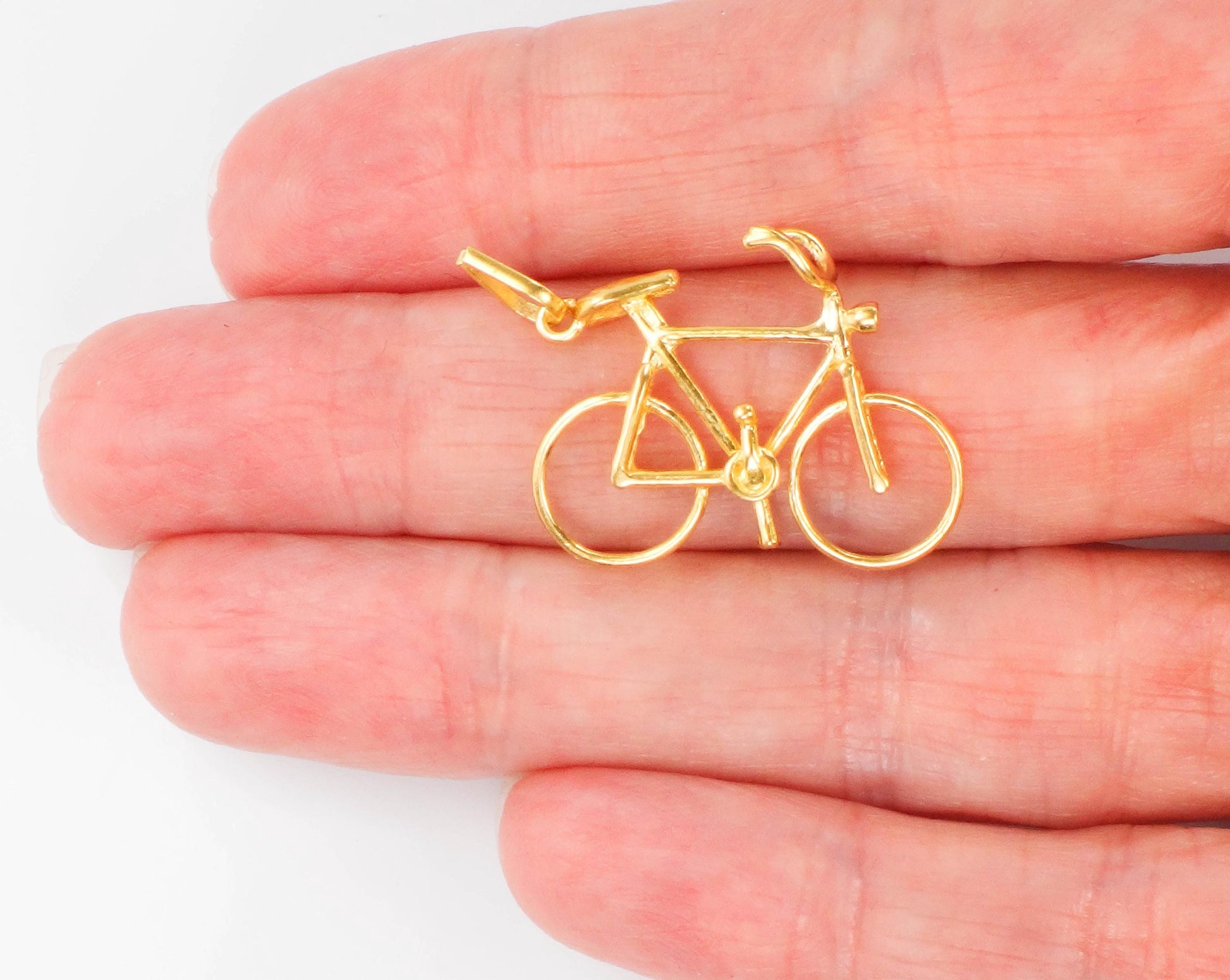 Vintage Solid 21k Yellow Gold Bicycle Pendant Charm