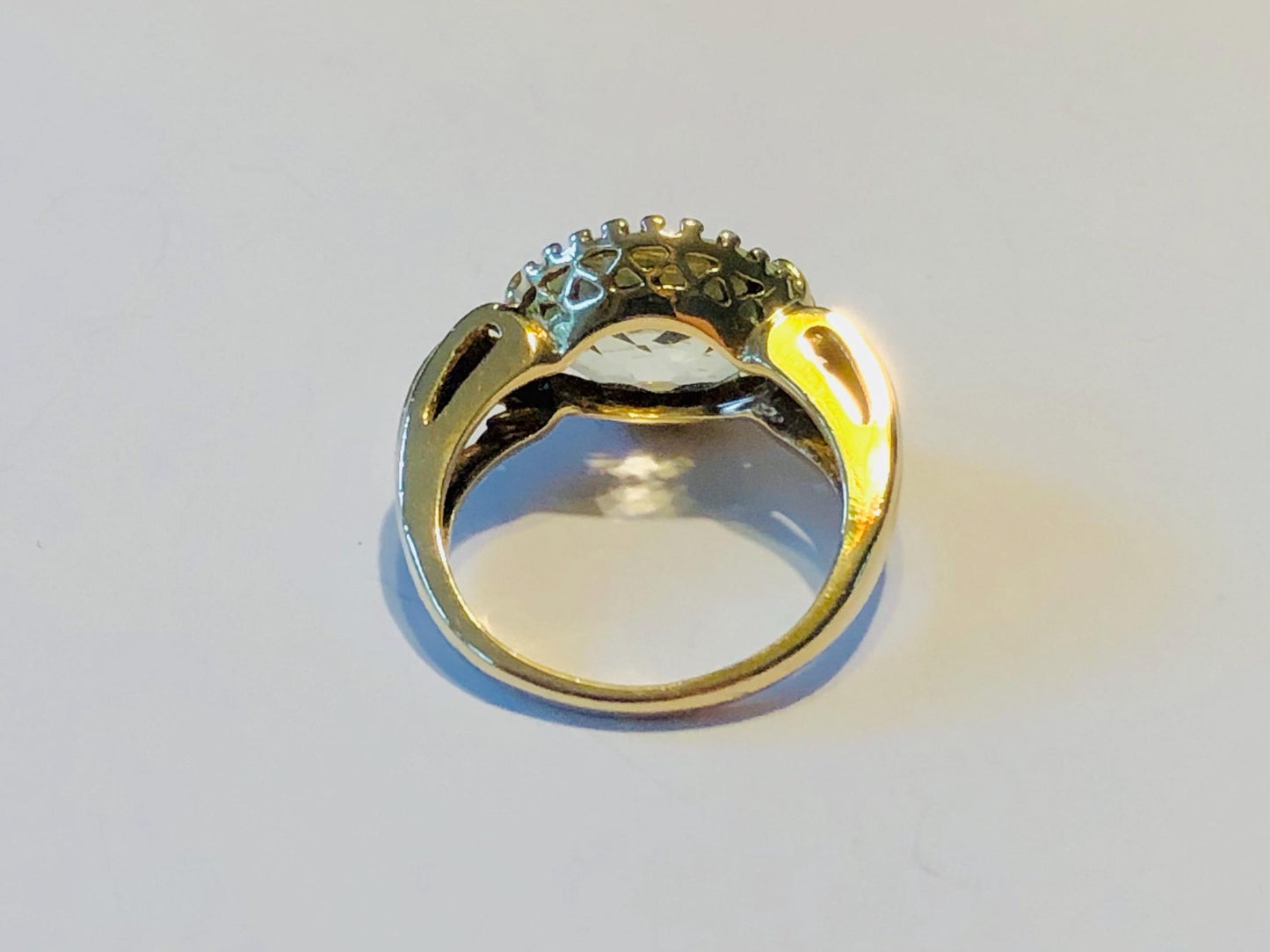 Vintage 10k Yellow Gold Sideways Green Spinel Ring August Birthstone Color Ring Size 5