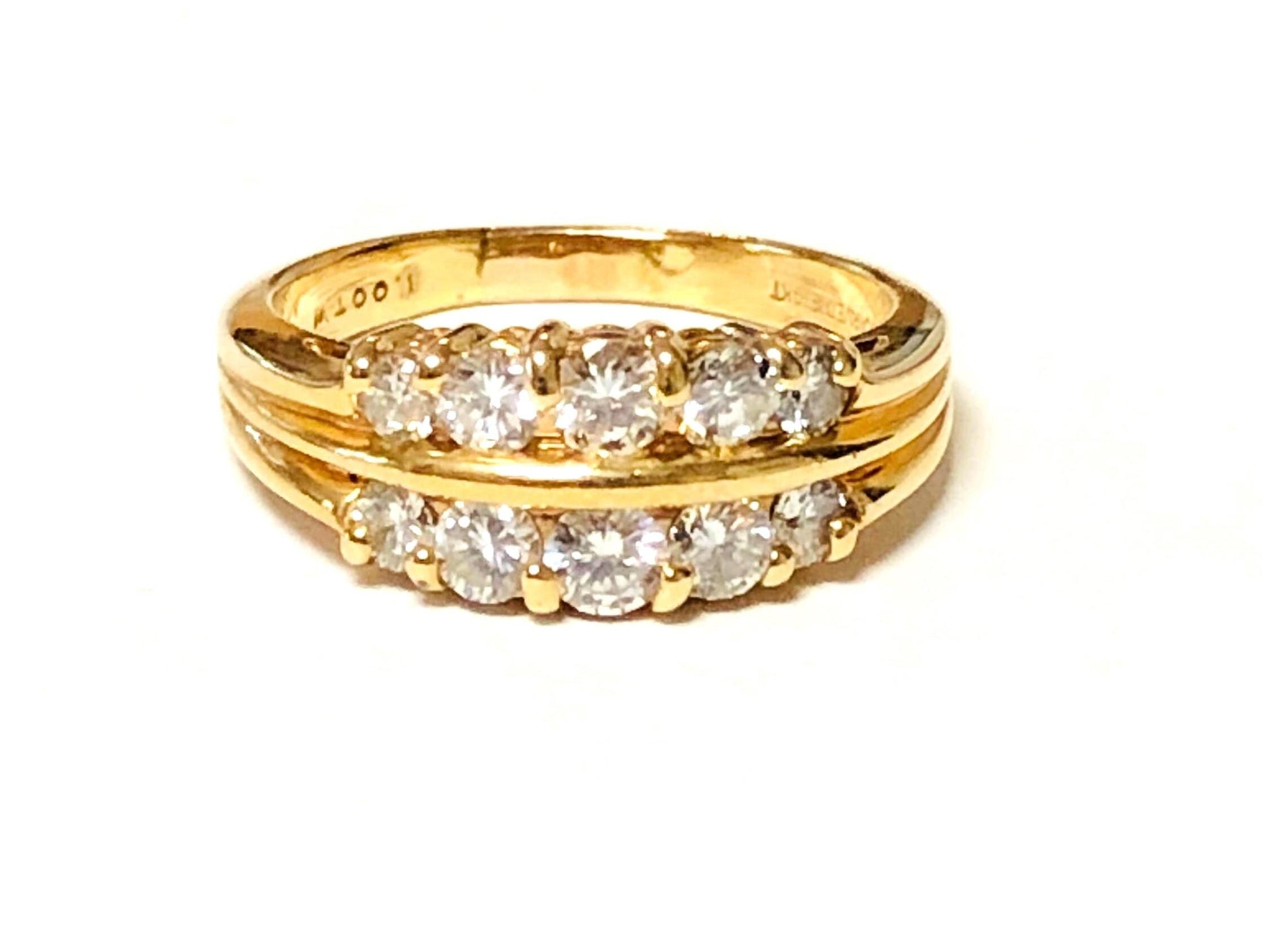 Vintage ArtCarved Diamond Wedding Band: 14k Yellow Gold Ring, 1 Carat, Size 7.75
