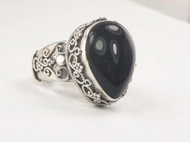 Vintage Suarti Sterling Silver Black Onyx Ring - Size 10