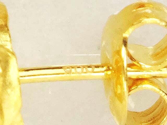 Vintage Yellow Gold Flower Stud Earrings, 21.6k 900 Gold Rose Stud Earrings