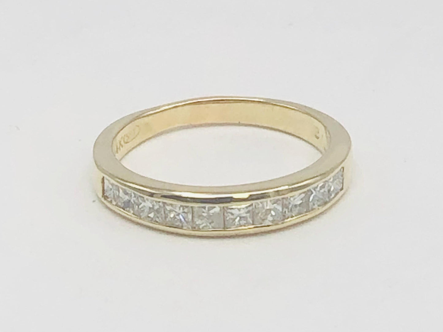 Vintage 14k Yellow Gold Princess Cut Diamond Wedding Band, .75 Carat TDW Channel Set Natural Diamond Ring, Size 6