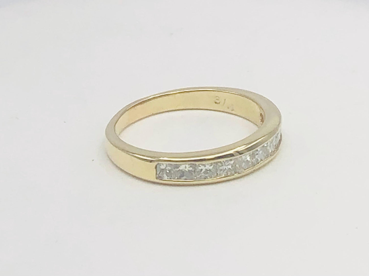 Vintage 14k Yellow Gold Princess Cut Diamond Wedding Band, .75 Carat TDW Channel Set Natural Diamond Ring, Size 6