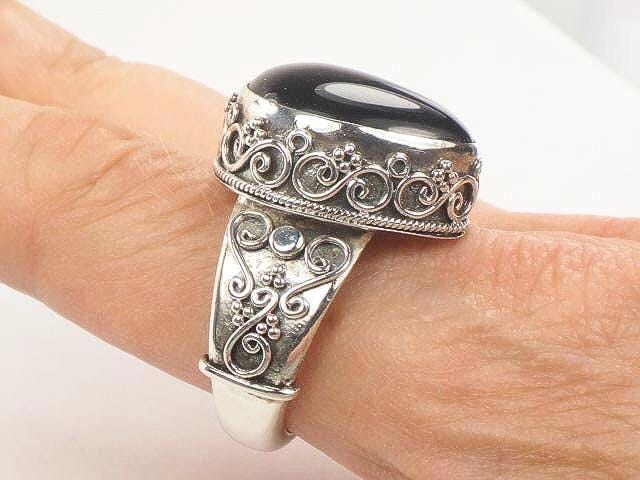 Vintage Suarti Sterling Silver Black Onyx Ring - Size 10