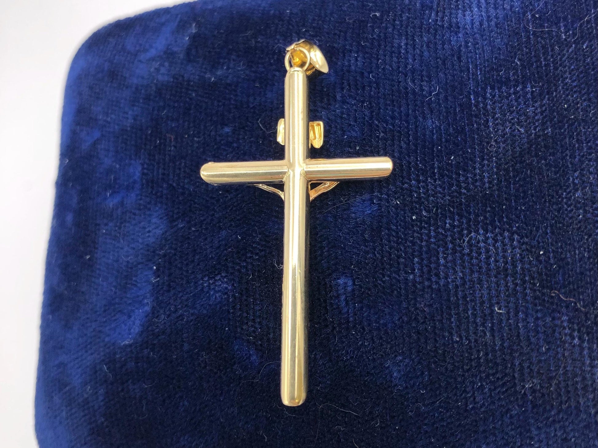 Yellow Gold Crucifix Cross Pendant, Vintage Men's 14k Religious Fine Jewelry