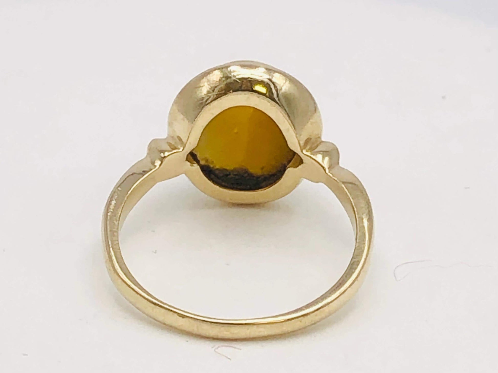 14k Yellow Gold Tiger Eye Ring - Vintage Natural Oval Shaped Gold Gemstone - Size 6 - Fine Jewelry