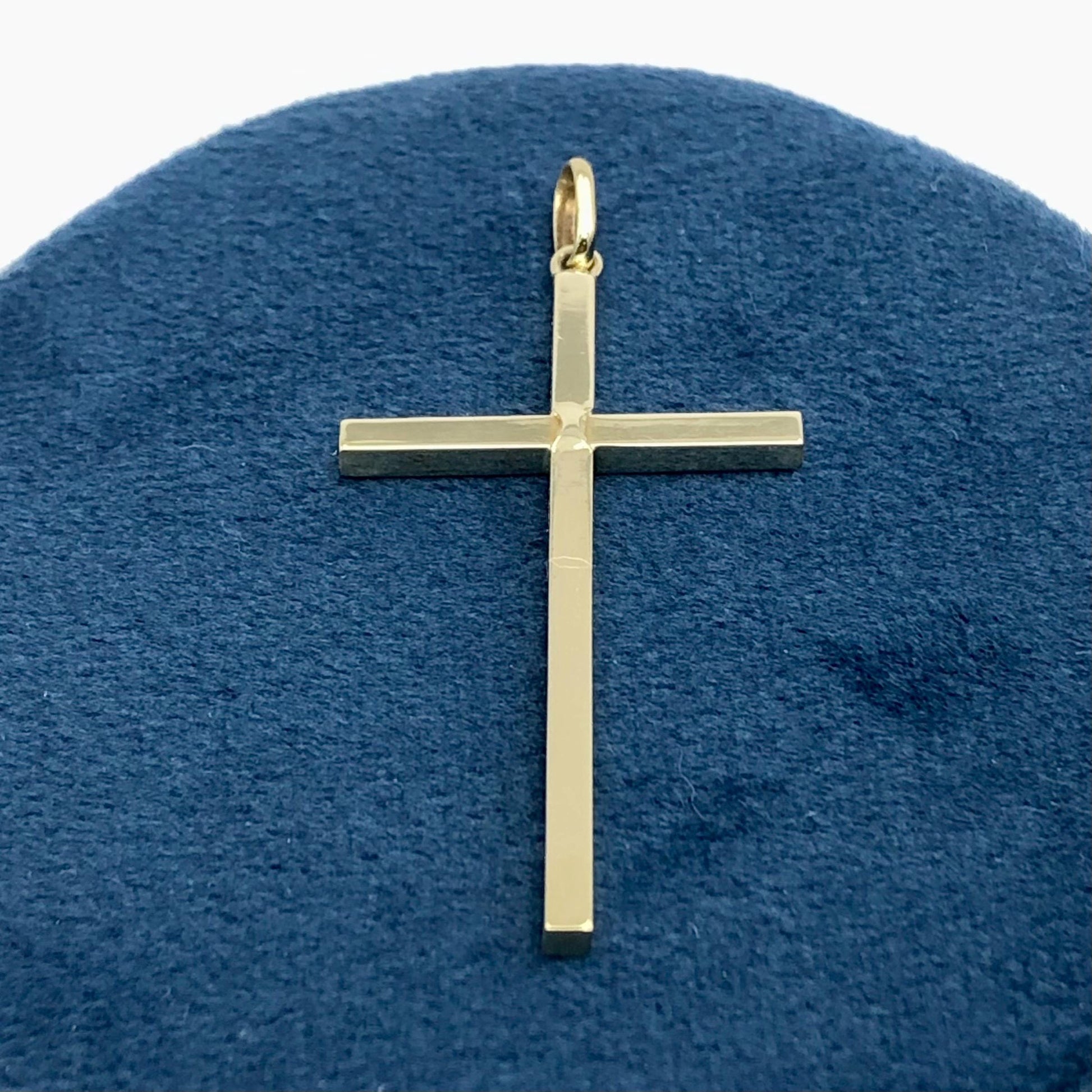 Vintage Simple 14k Yellow Gold Cross Pendant, Religious Jewelry