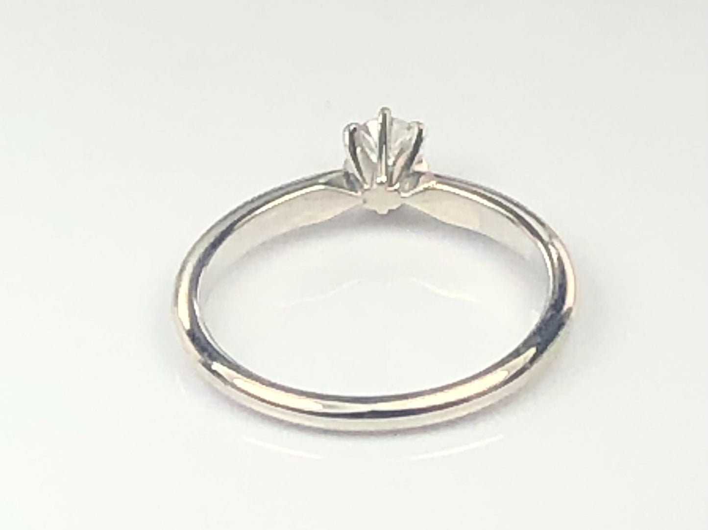 Diamond Engagement Ring - Vintage 14k White Gold Round Natural Gemstone Solitaire - Size 7.5 - Fine Jewelry Circa 1960's