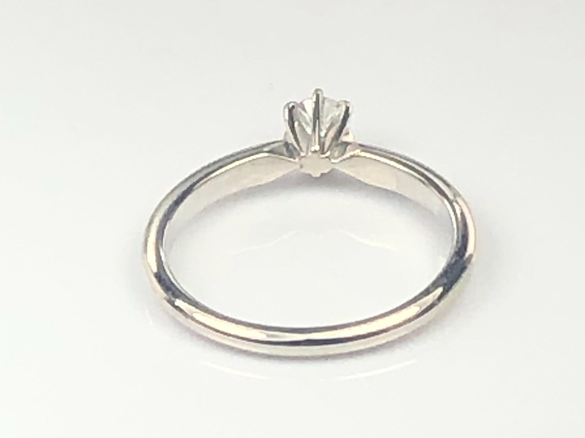 Diamond Engagement Ring - Vintage 14k White Gold Round Natural Gemstone Solitaire - Size 7.5 - Fine Jewelry Circa 1960's