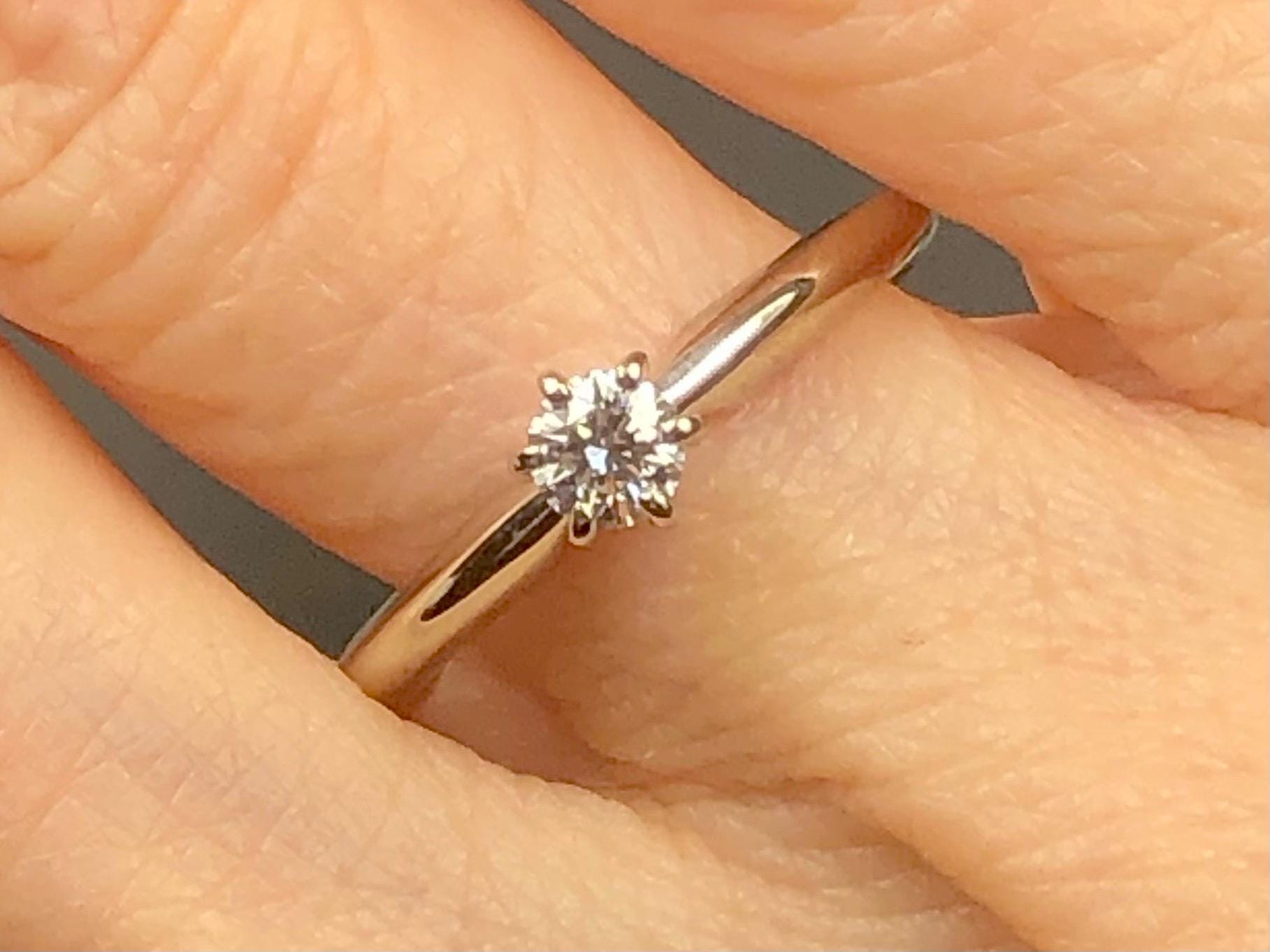 Diamond Engagement Ring - Vintage 14k White Gold Round Natural Gemstone Solitaire - Size 7.5 - Fine Jewelry Circa 1960's