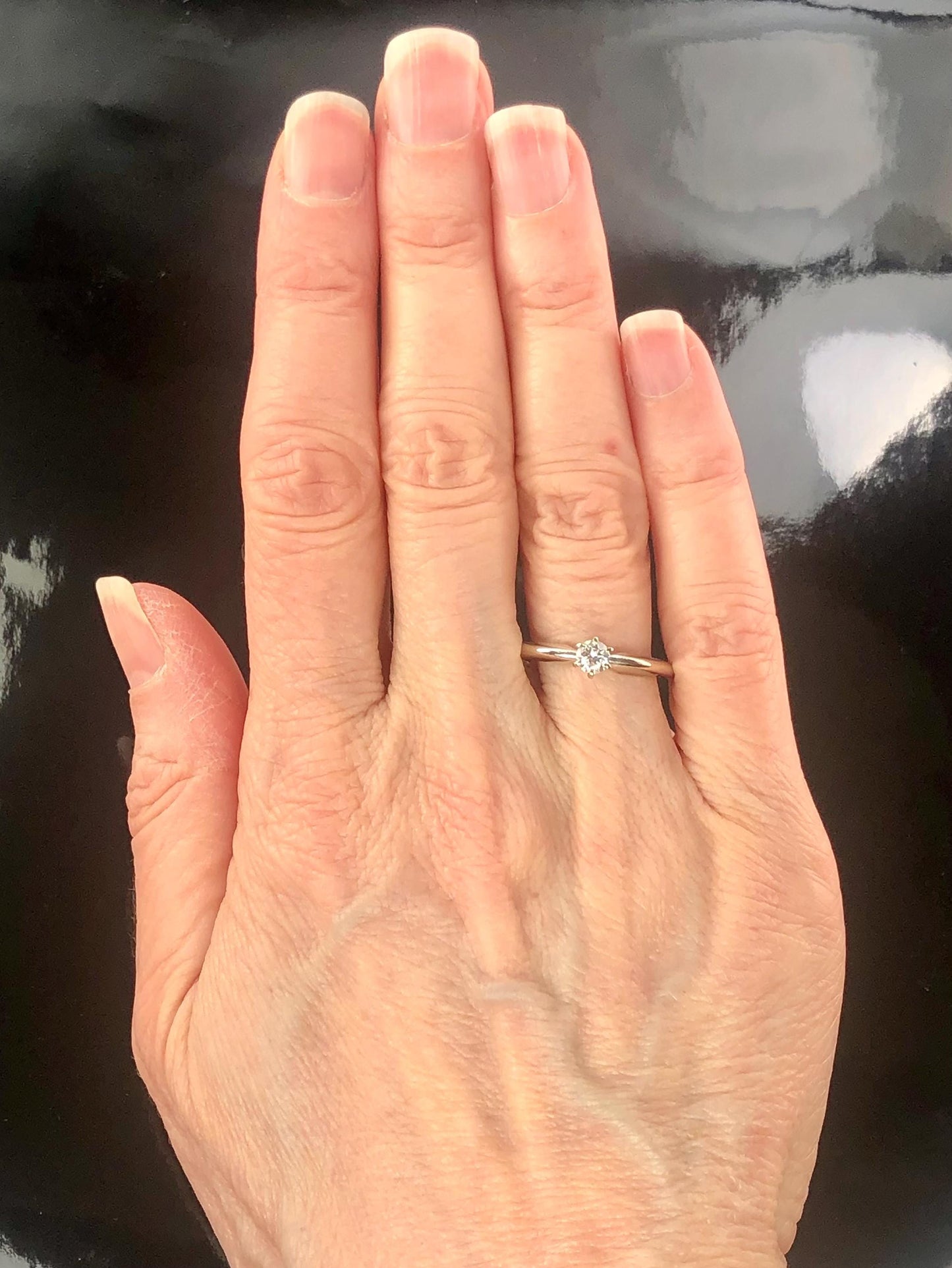 Diamond Engagement Ring - Vintage 14k White Gold Round Natural Gemstone Solitaire - Size 7.5 - Fine Jewelry Circa 1960's