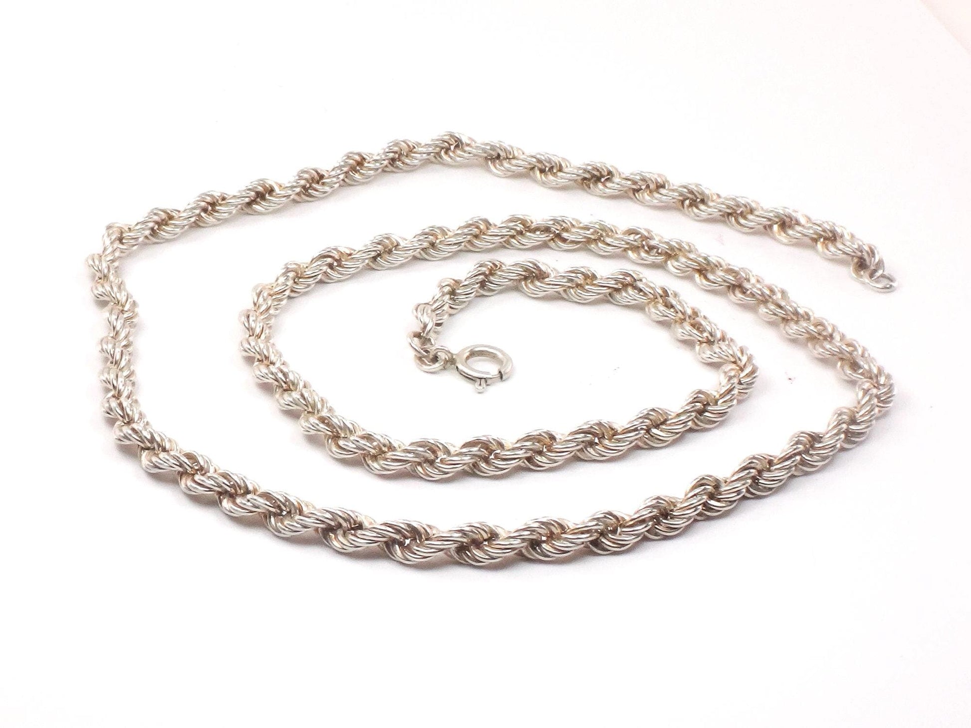 Vintage Sterling Silver Rope Chain Twisted Link Chain - 24" 22.6 grams