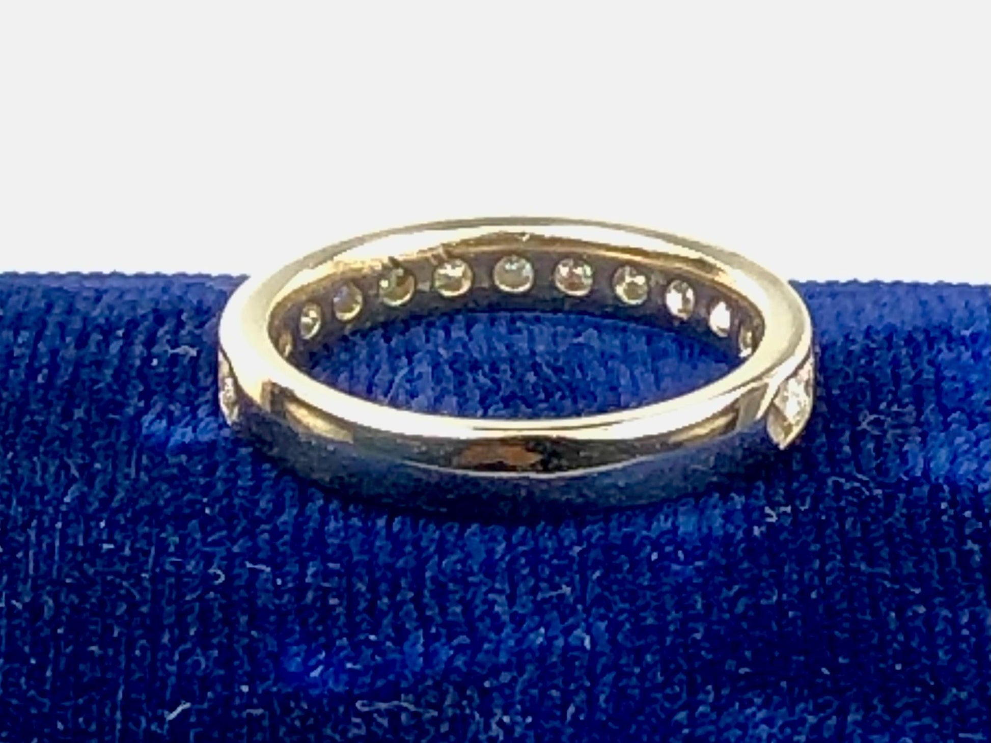 Vintage 14k White Gold Natural Diamond Wedding Band, Channel Set .75 Carat TDW Round Diamond Ring, Size 7.25