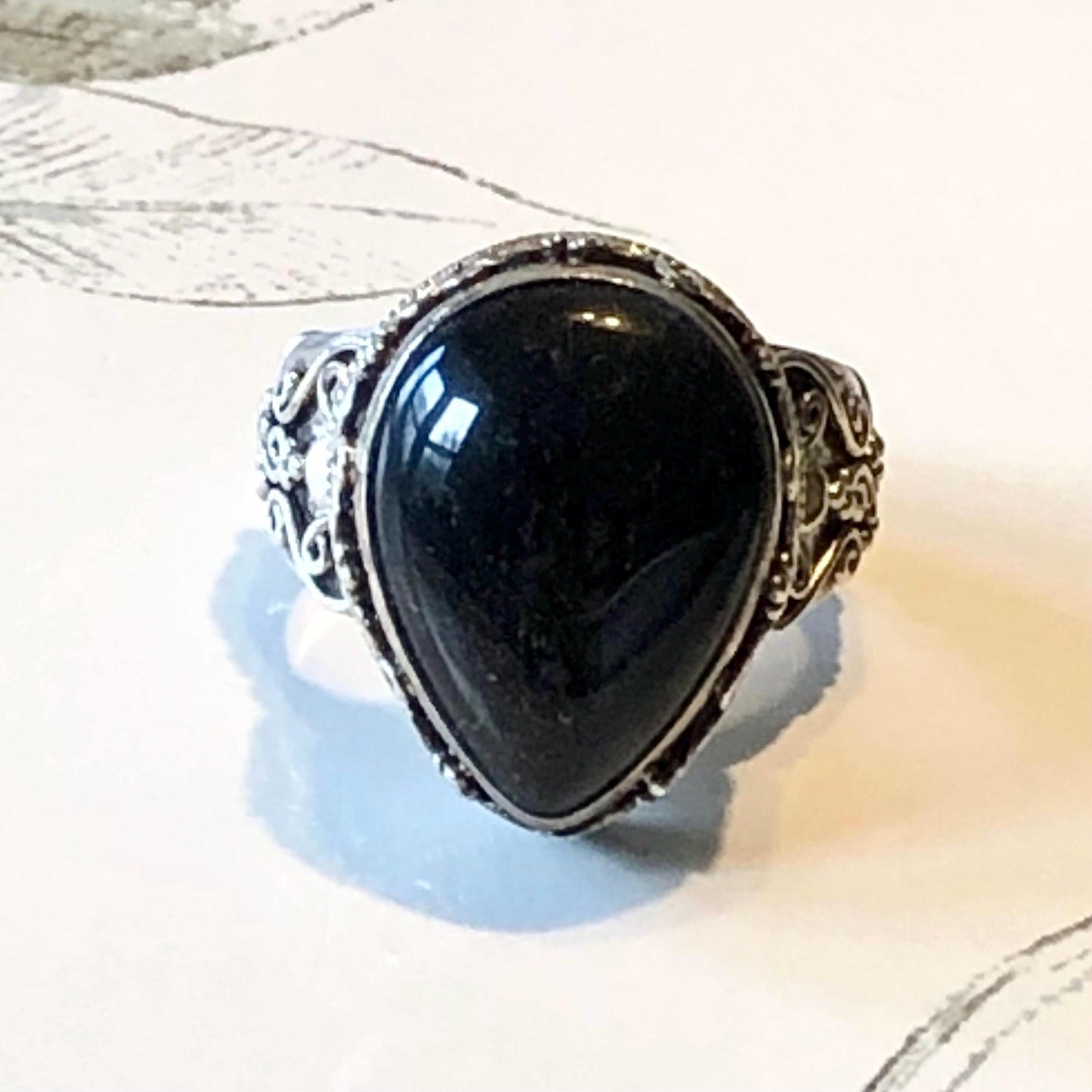 Vintage Suarti Sterling Silver Black Onyx Ring - Size 10