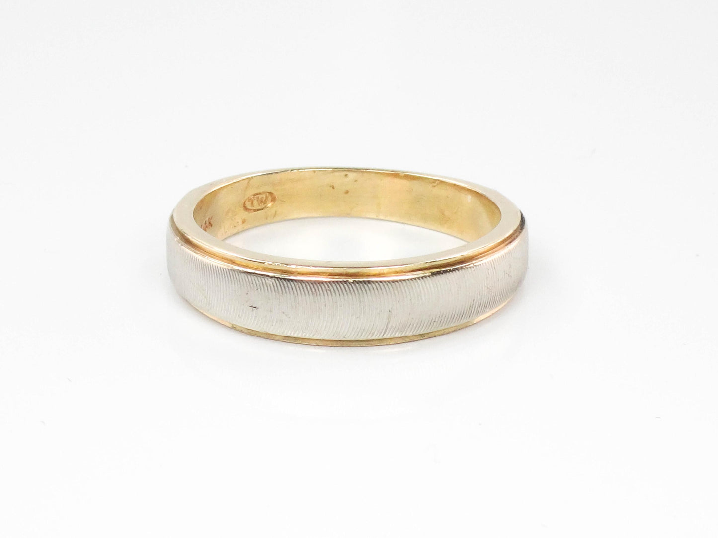 Vintage 14k Two-Tone Gold Wedding Band Ring - 1970s Size 8.75