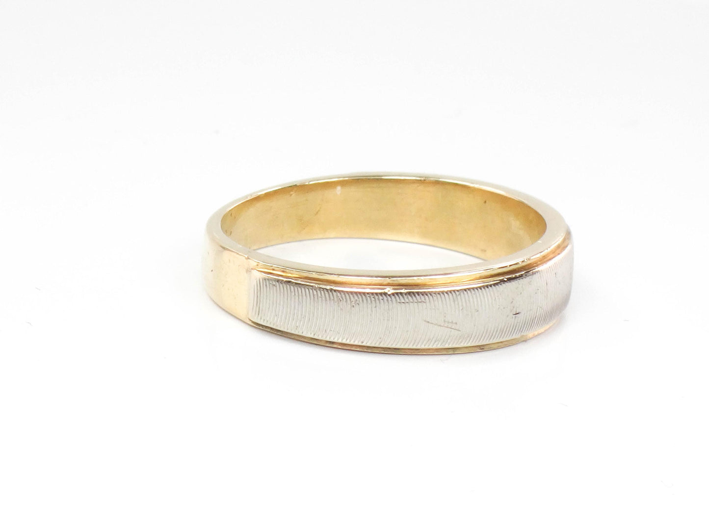 Vintage 14k Two-Tone Gold Wedding Band Ring - 1970s Size 8.75