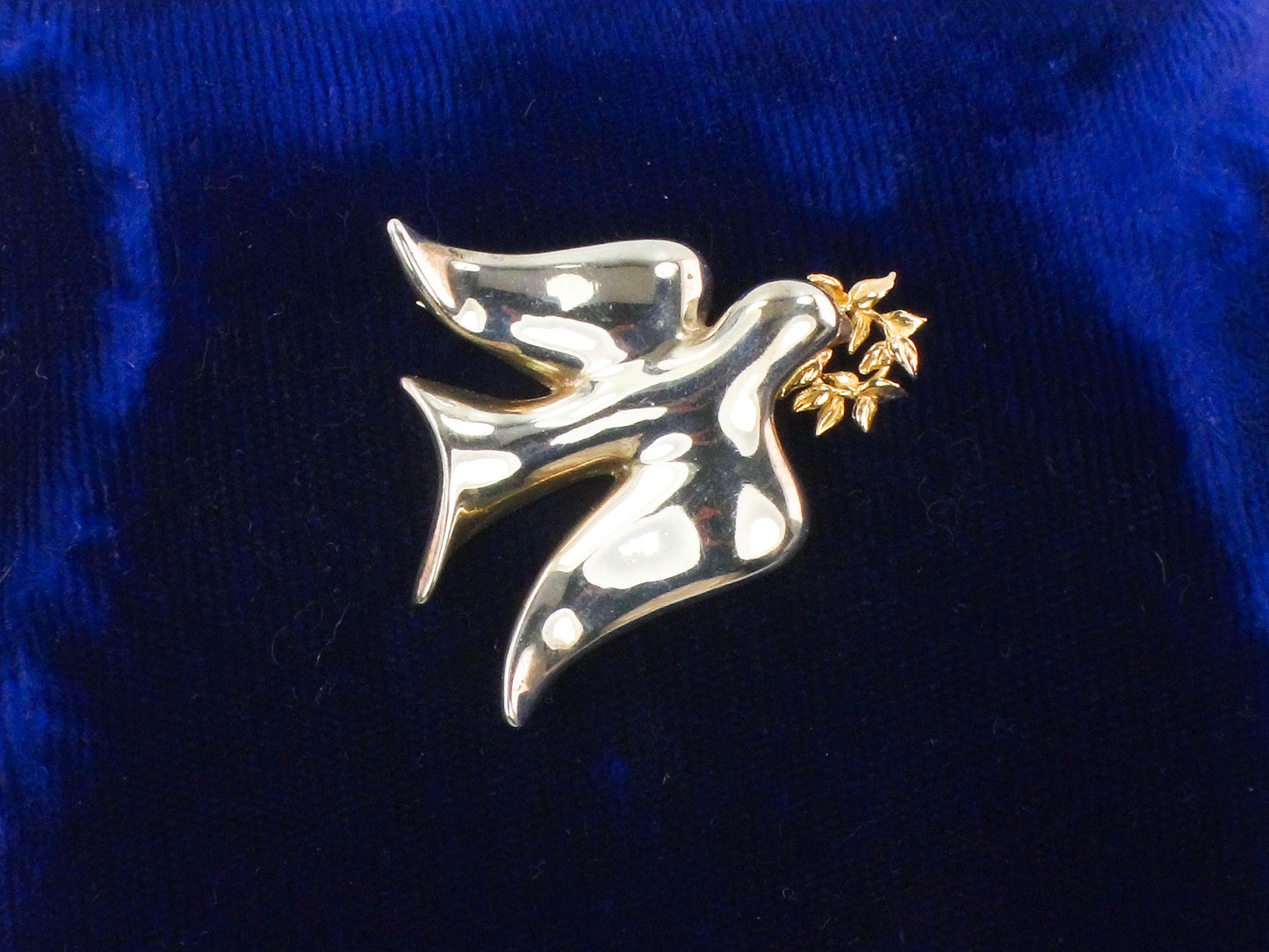 Vintage Sterling Silver and 14k Gold Peace Dove Pin BA Ballou Mixed Metal Bird Pin