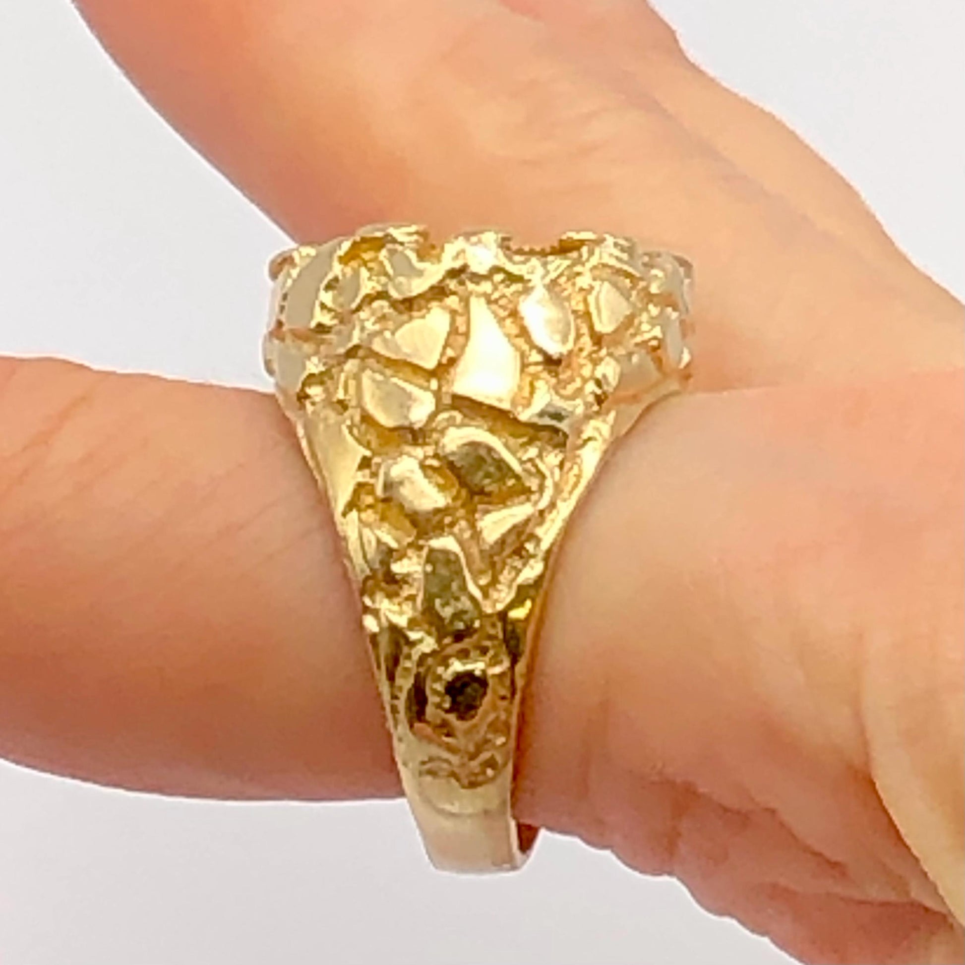 Genuine 1 Dollar Gold Liberty Head Coin Ring American Gold Coin with 14k Nugget Style Ring - Size 9.5