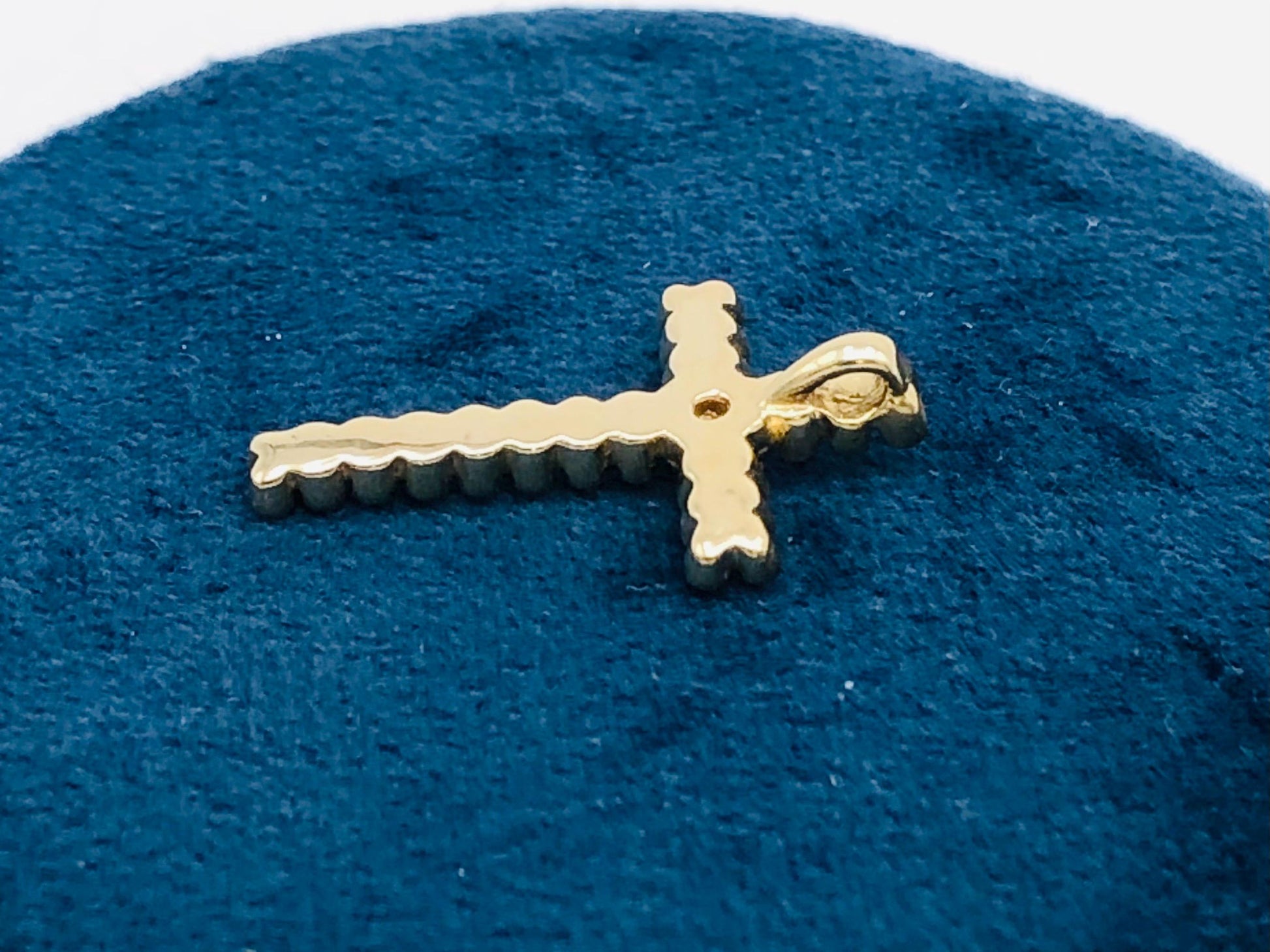 Vintage Small Solid 14k Yellow Gold Cross with Diamond