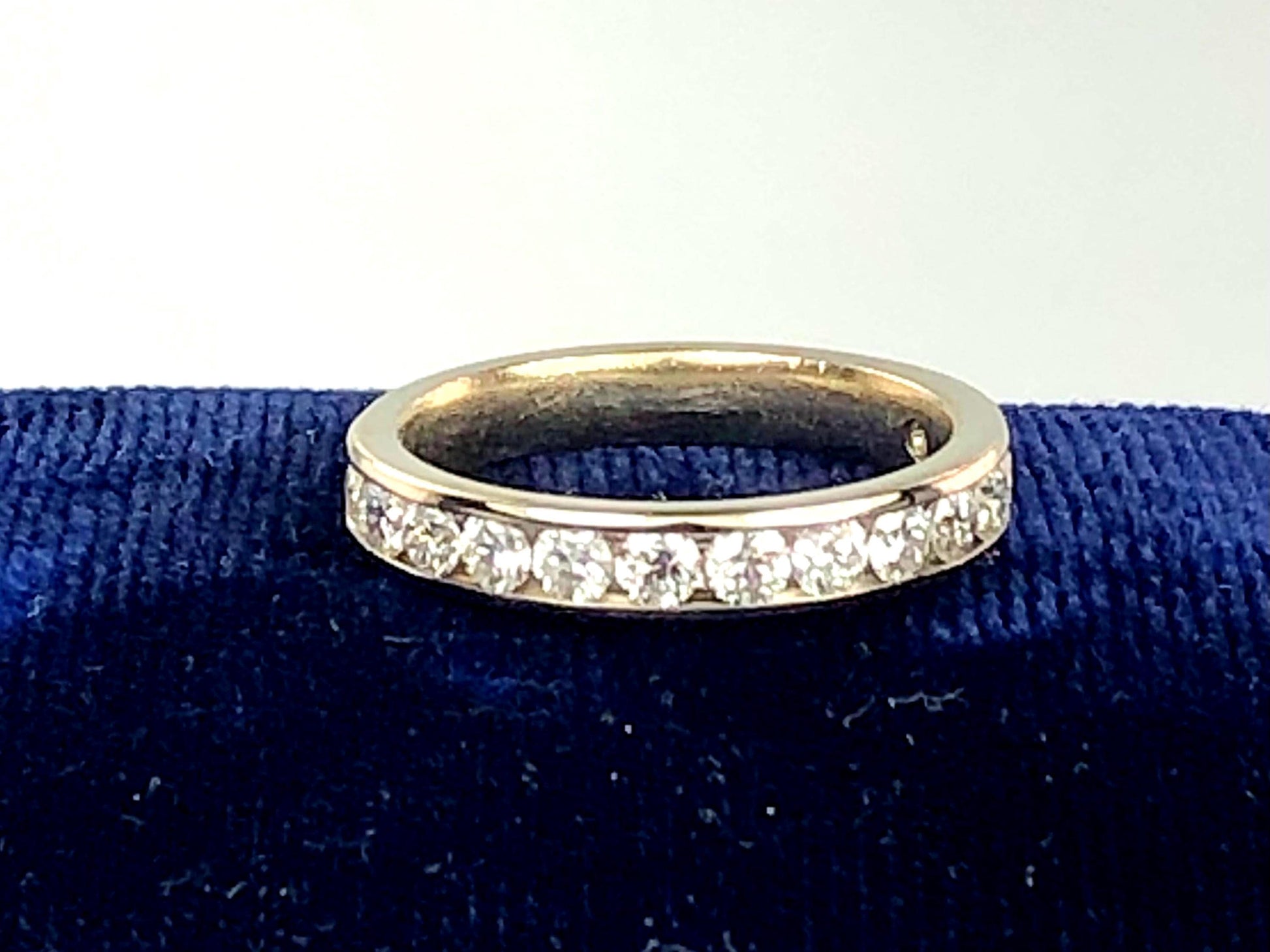 Vintage 14k White Gold Natural Diamond Wedding Band, Channel Set .75 Carat TDW Round Diamond Ring, Size 7.25