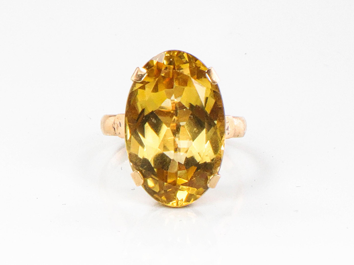 Vintage 18k Gold Citrine Ring: Oval November Birthstone, Size 5 3/4
