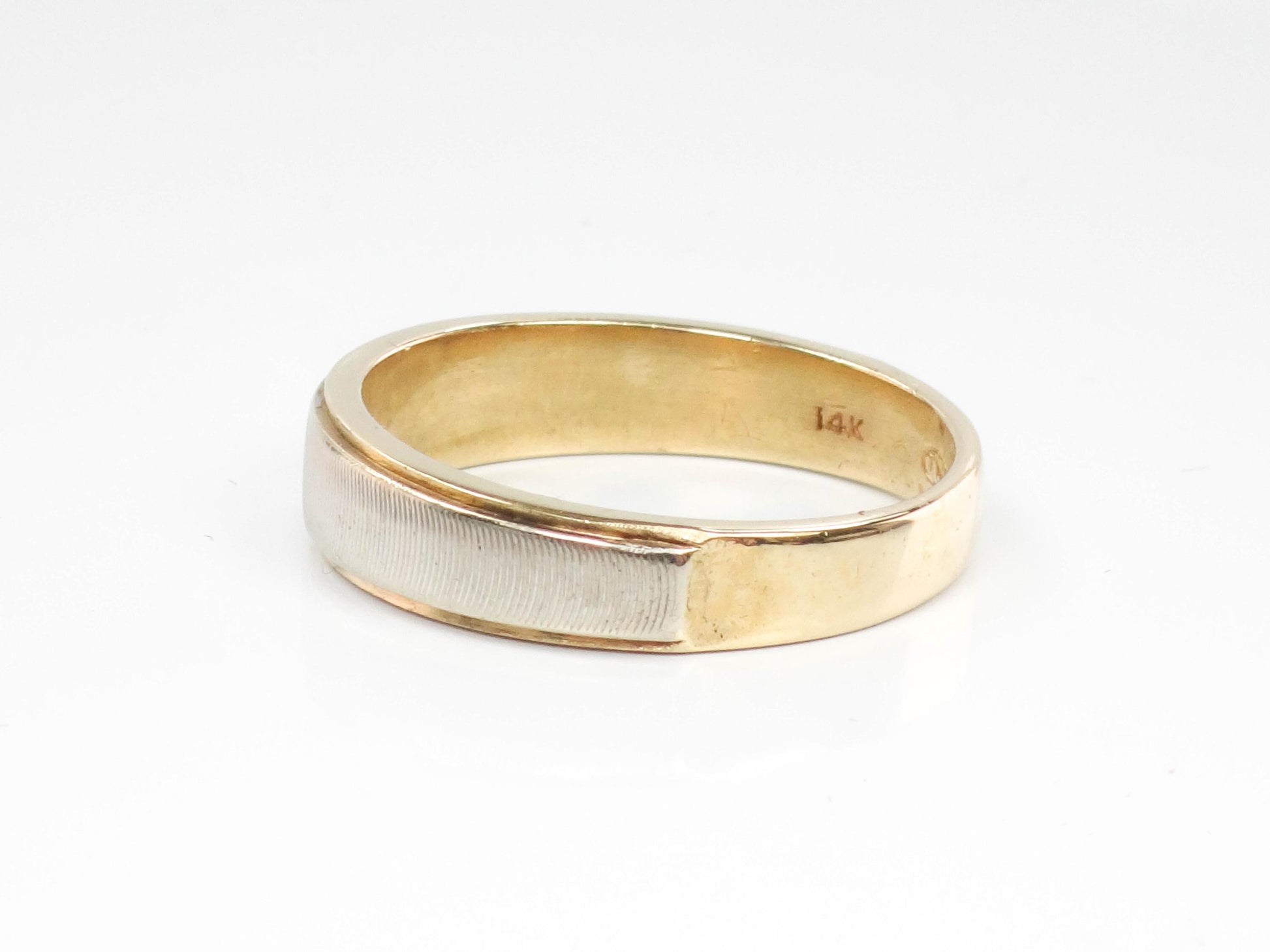 Vintage 14k Two-Tone Gold Wedding Band Ring - 1970s Size 8.75