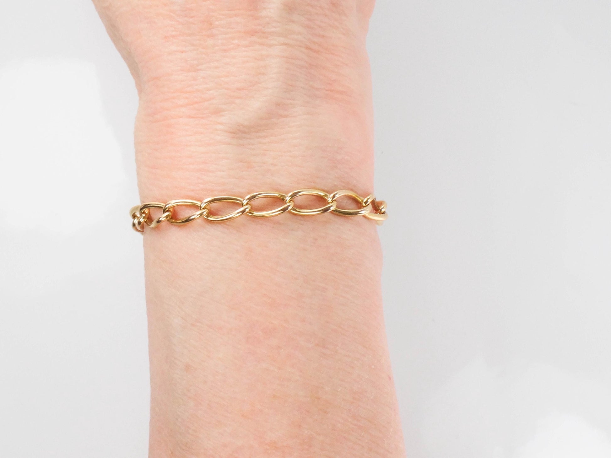 Vintage 14k Yellow Gold Link Bracelet, Solid Gold Bracelet 7 1/2"