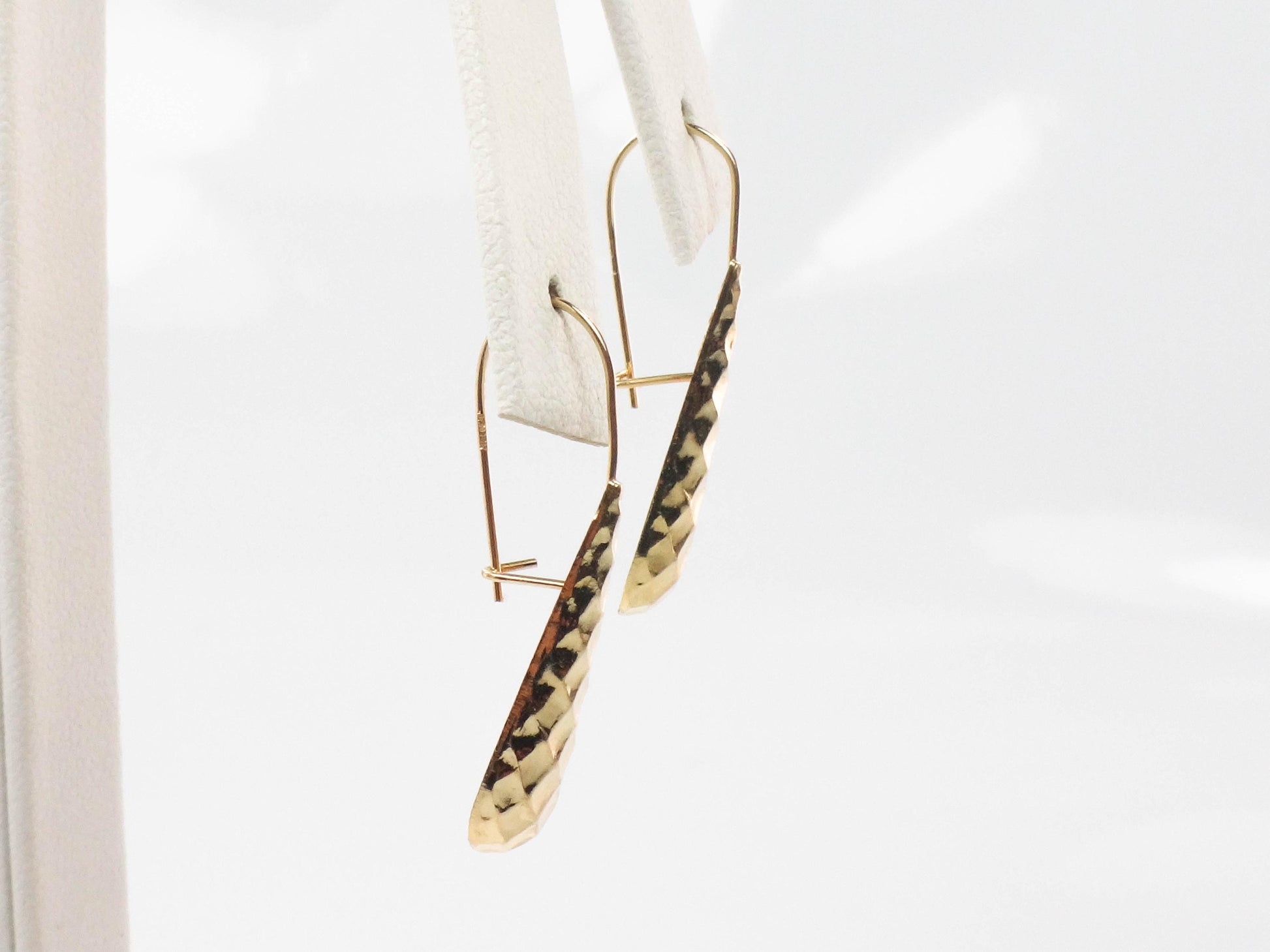Vintage 14k Yellow Gold Teardrop Dangle Earrings, Lightweight Solid Gold Earrings