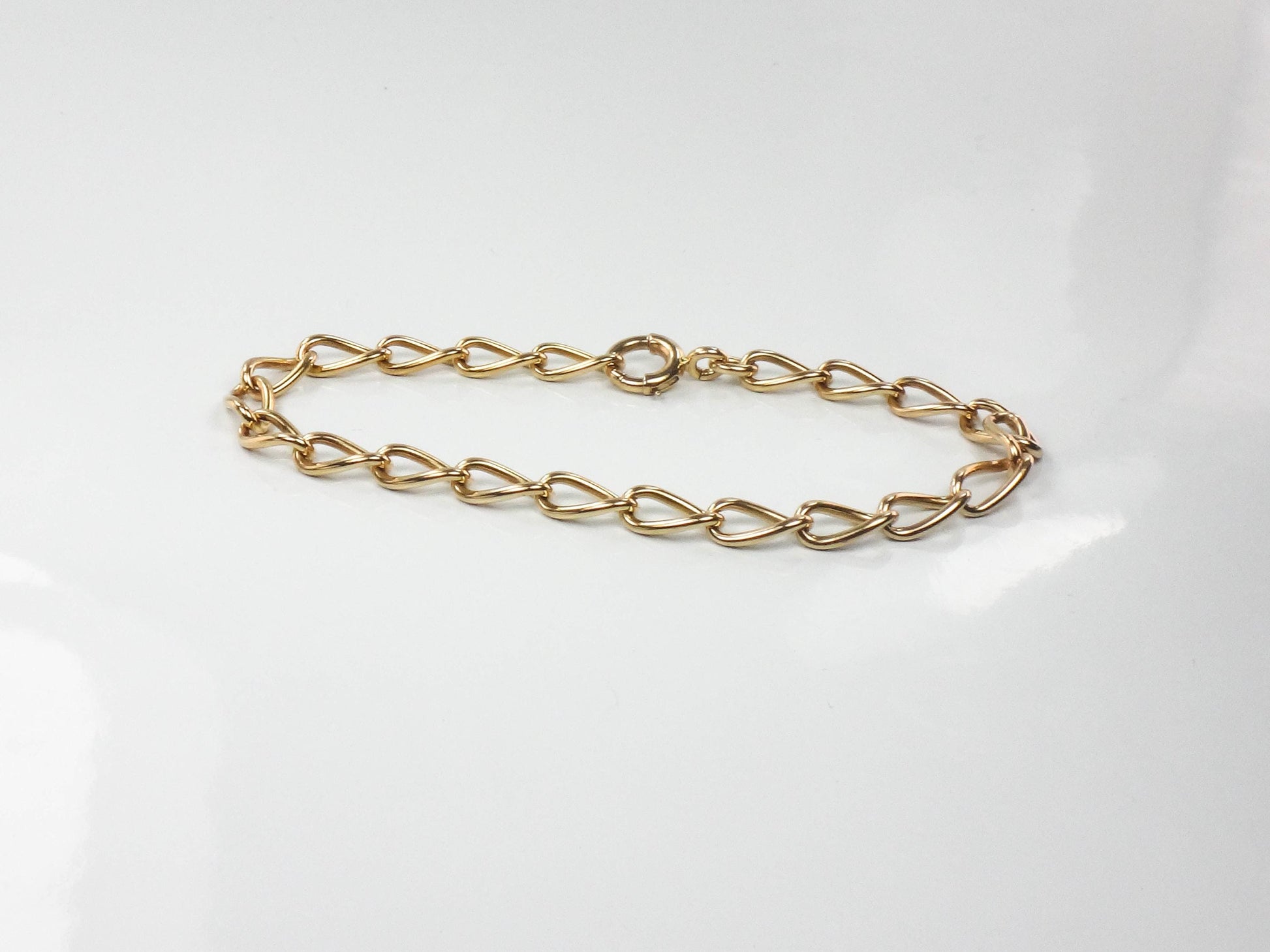 Vintage 14k Yellow Gold Link Bracelet, Solid Gold Bracelet 7 1/2"