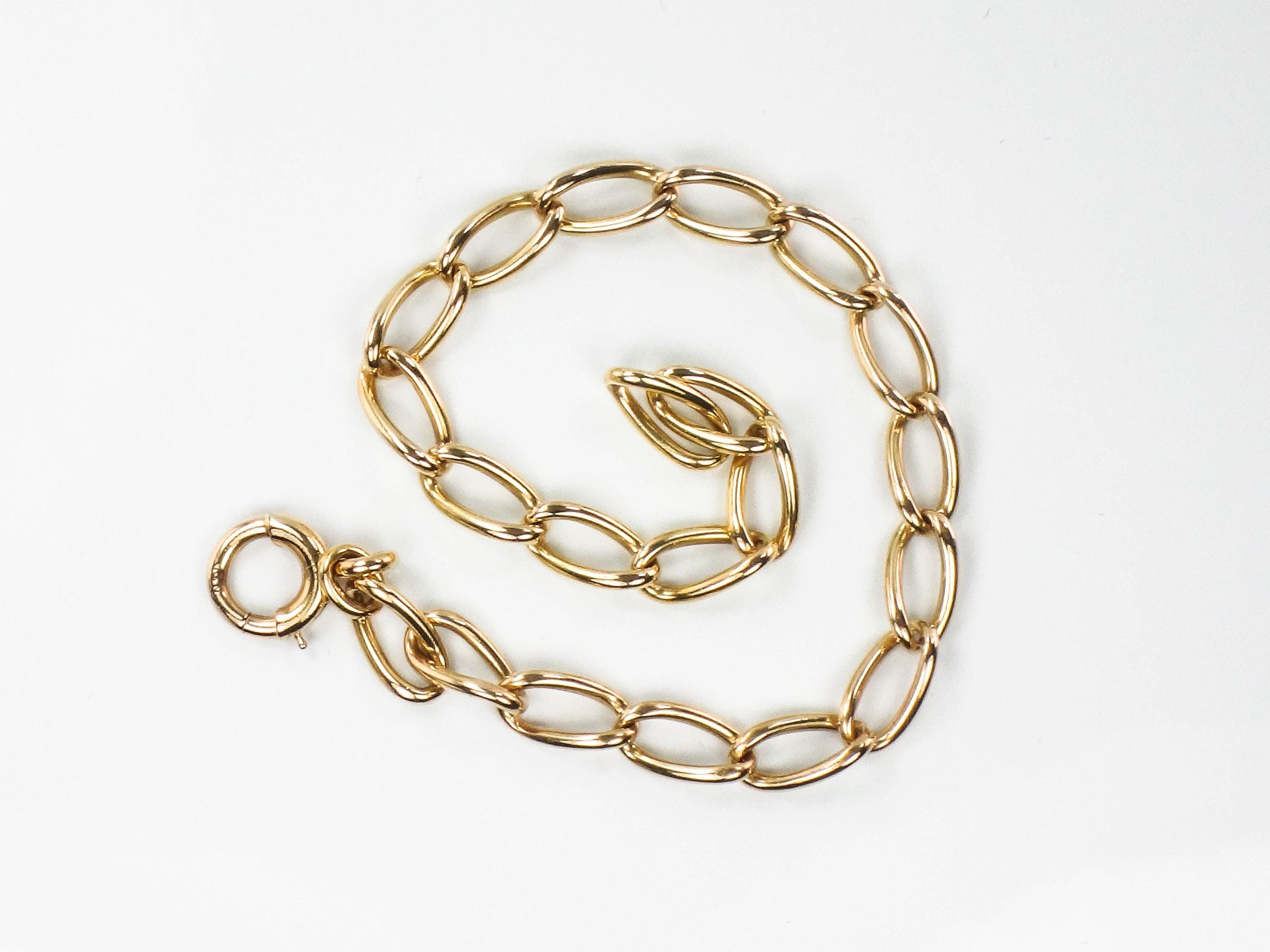 Vintage 14k Yellow Gold Link Bracelet, Solid Gold Bracelet 7 1/2"