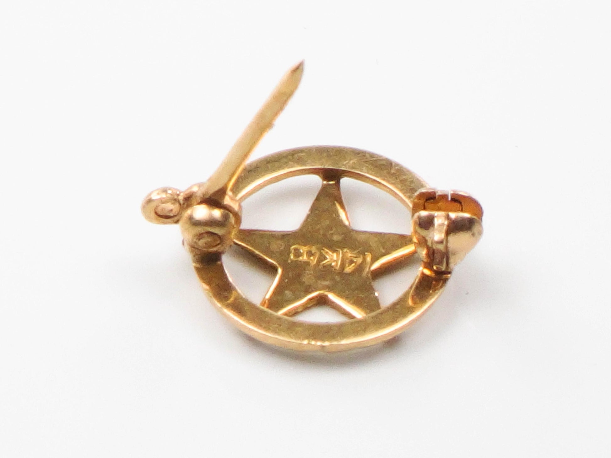 Vintage Masonic Pin, 14k Gold Eastern Star Pin, Tiny Gold Enamel Masonic Order of the Eastern Star Fraternal Pin