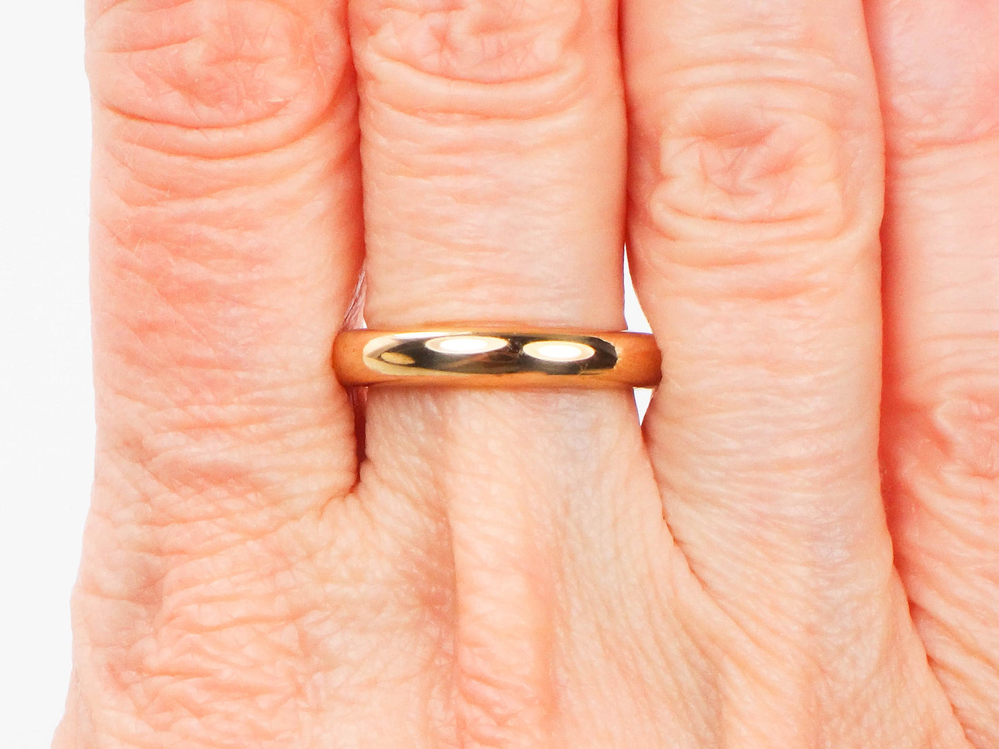 Vintage Solid 18k Yellow Gold Wedding Band, Antique Wedding Band, Plain Rounded Gold Band 3.5 mm Size 6