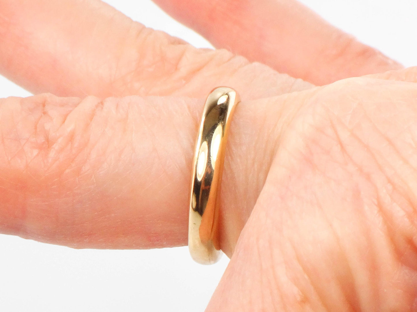 Vintage Solid 18k Yellow Gold Wedding Band, Antique Wedding Band, Plain Rounded Gold Band 3.5 mm Size 6