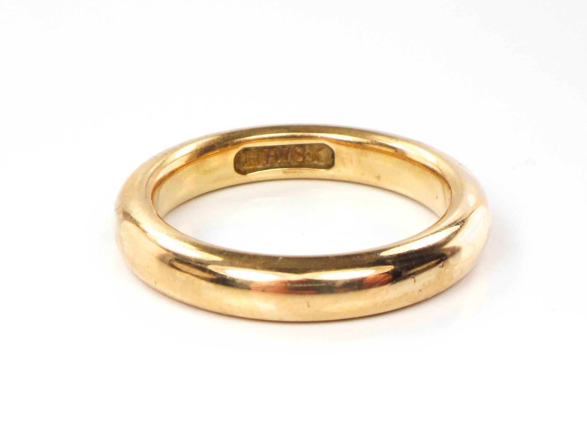 Vintage Solid 18k Yellow Gold Wedding Band, Antique Wedding Band, Plain Rounded Gold Band 3.5 mm Size 6