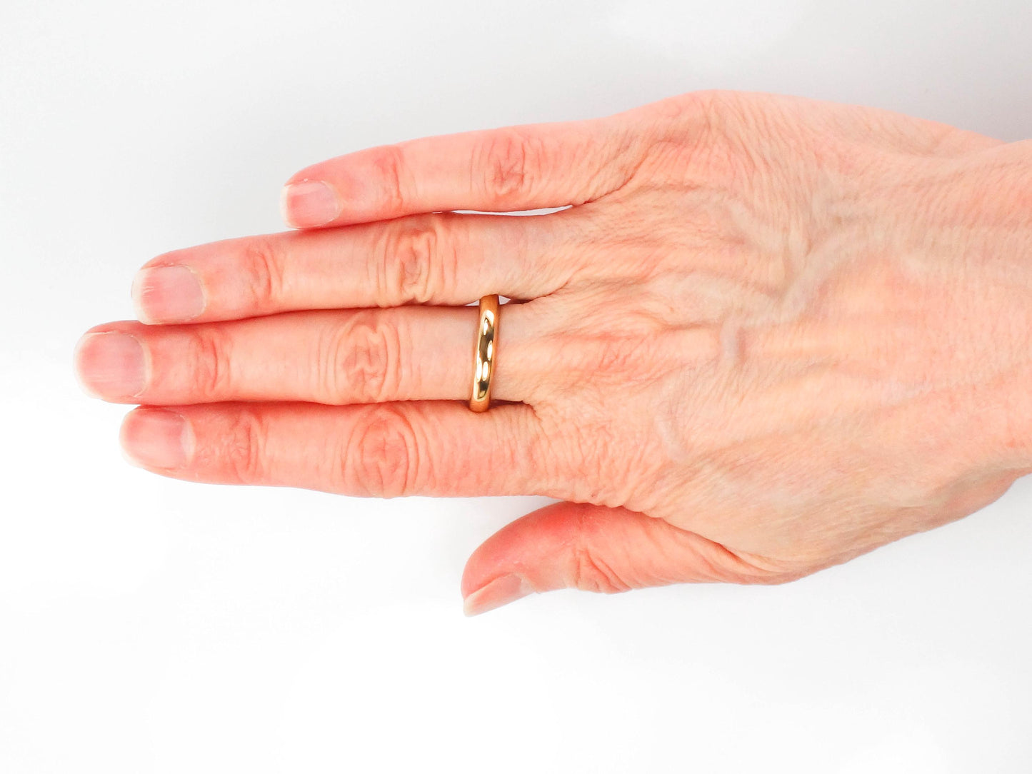 Vintage Solid 18k Yellow Gold Wedding Band, Antique Wedding Band, Plain Rounded Gold Band 3.5 mm Size 6