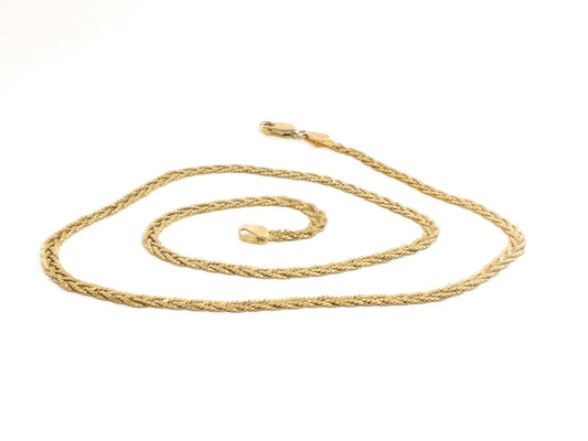 Vintage 14k Gold Braided Necklace Woven Yellow Gold Chain 17.25&quot;