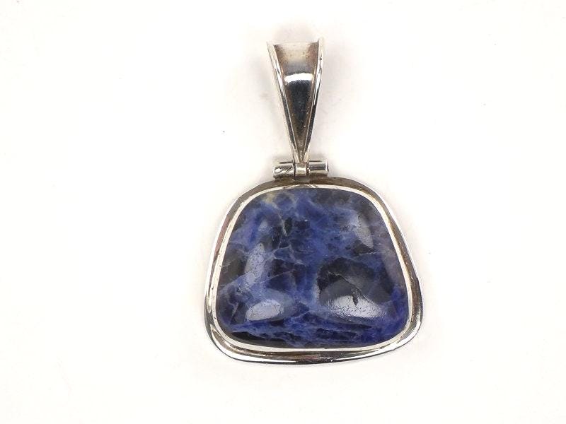 Vintage Large Sterling Silver Blue Sodalite Pendant
