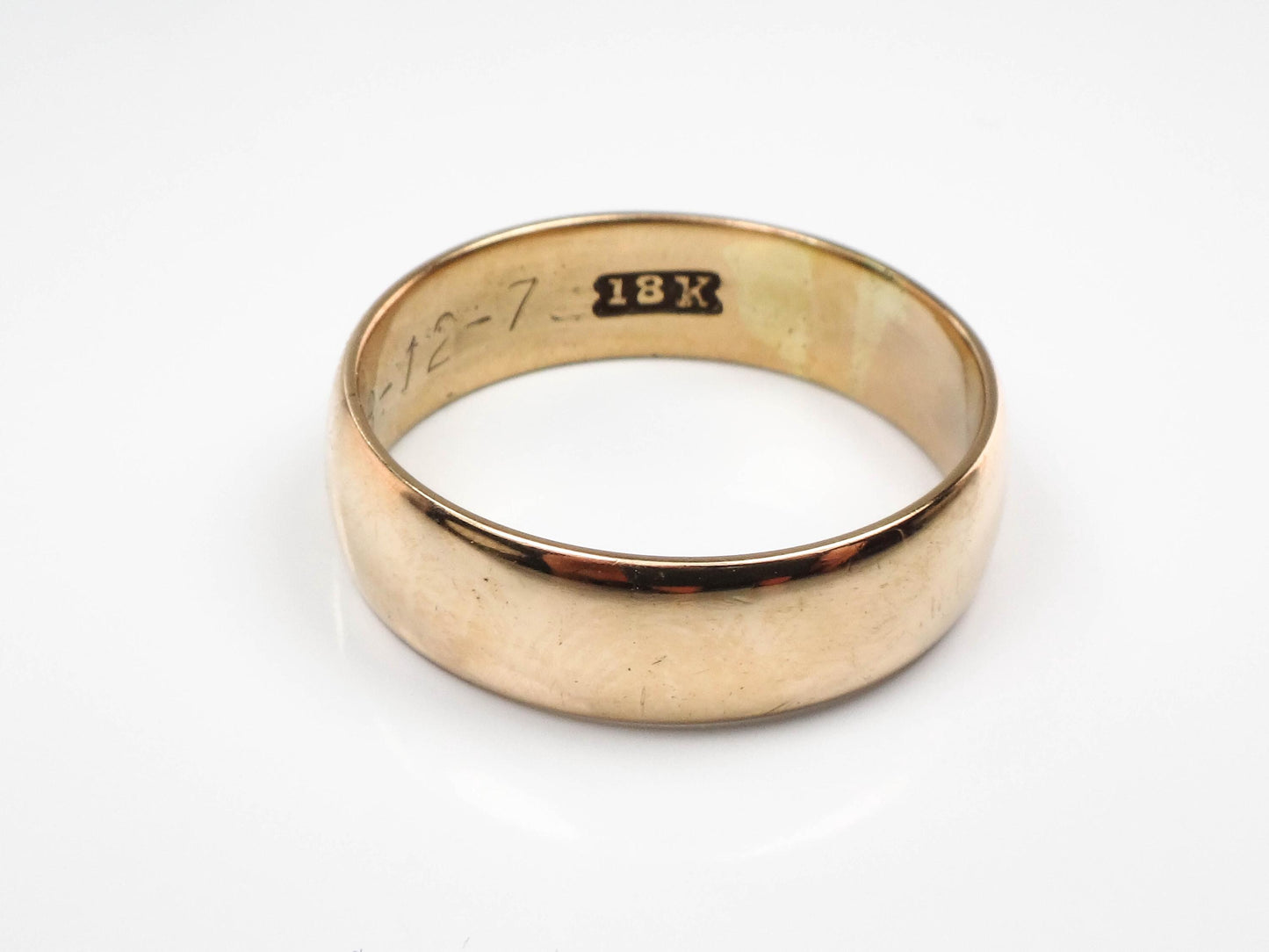 Vintage 18k Yellow Gold Wedding Band - Antique Ring Dated 1907, Size 7.75