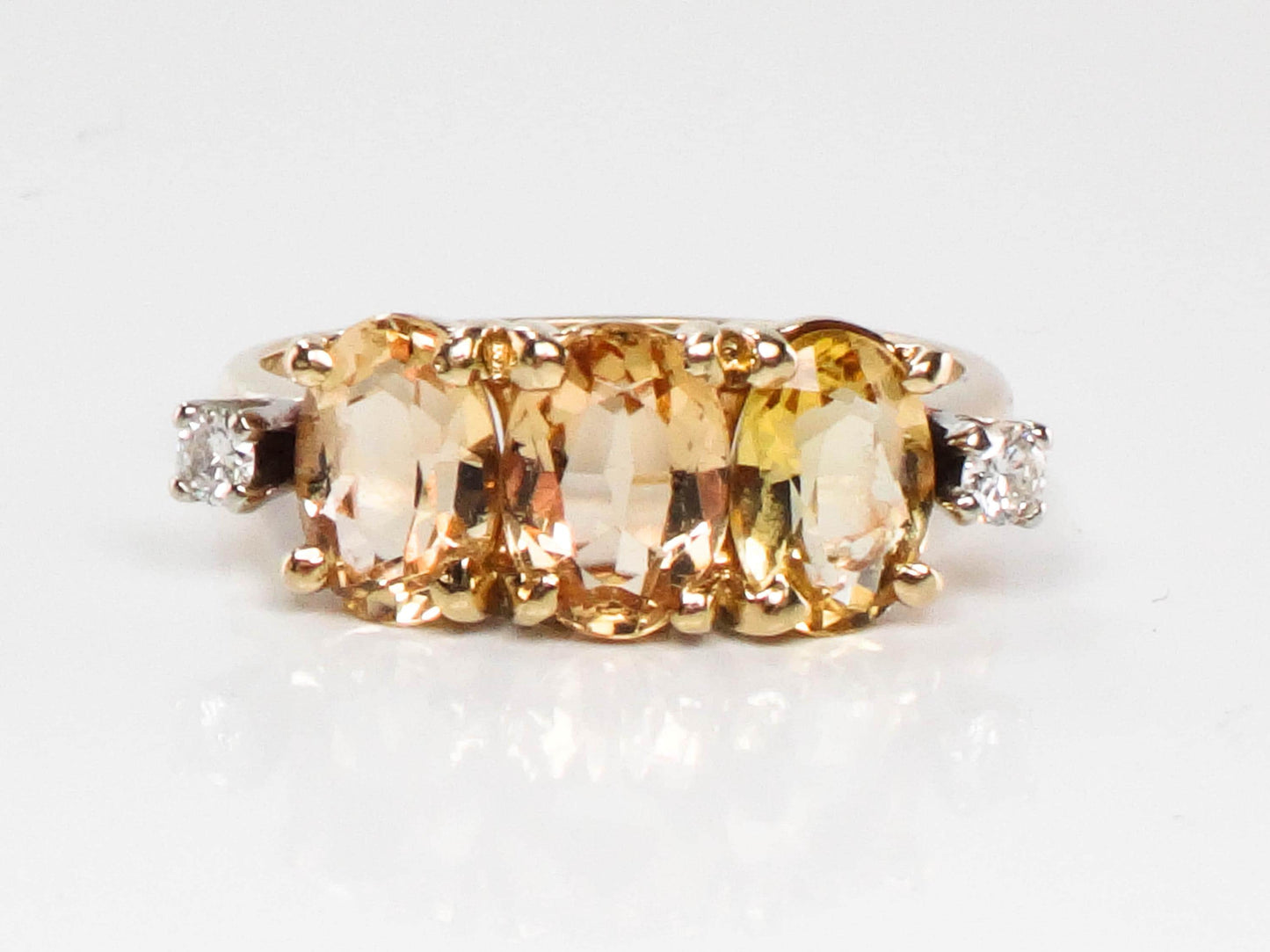 Vintage 14k Gold Golden Topaz Diamond Ring - November Birthstone, Size 6