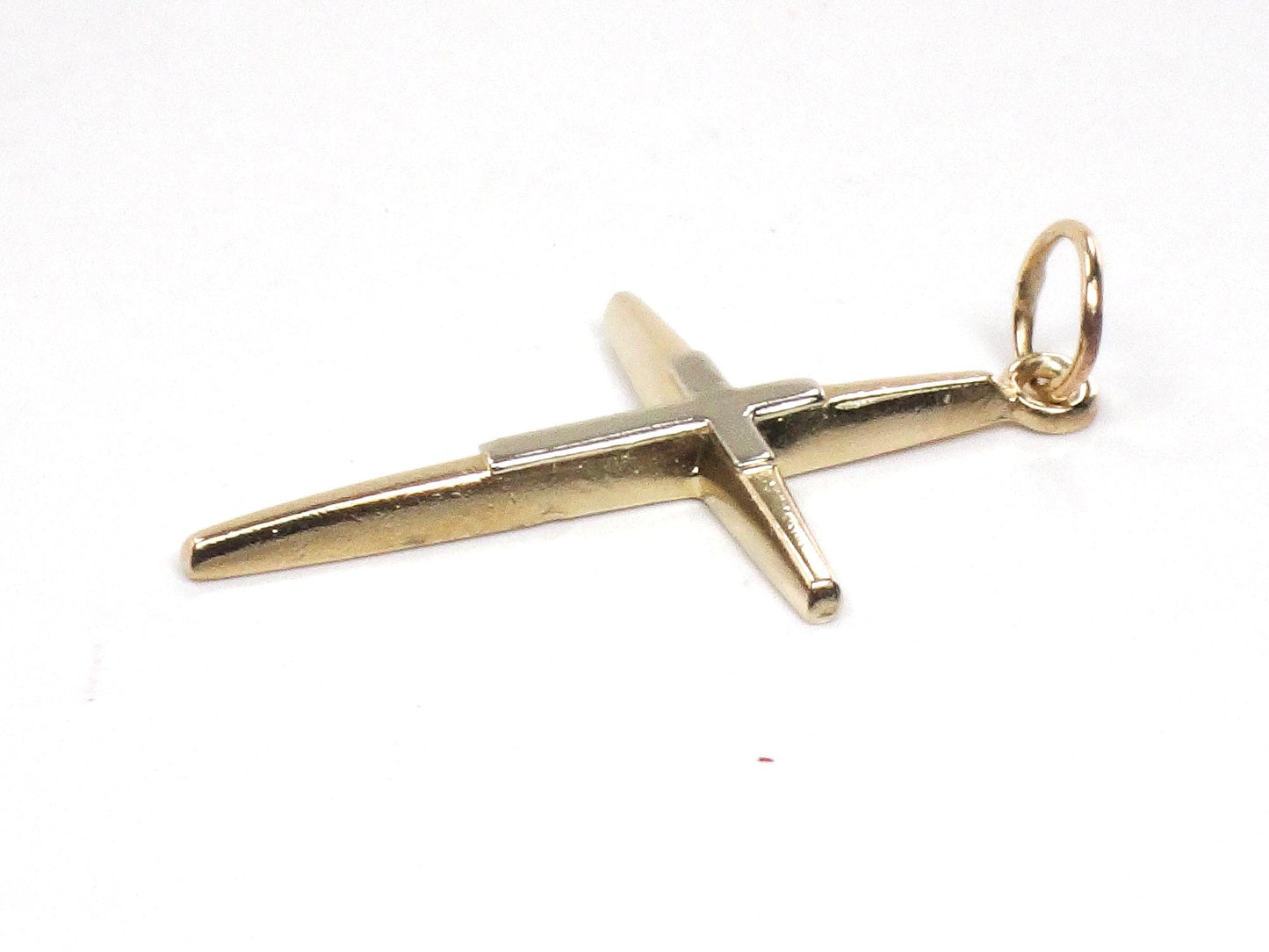 Vintage 14k Two Tone Solid Gold Cross Pendant Unisex