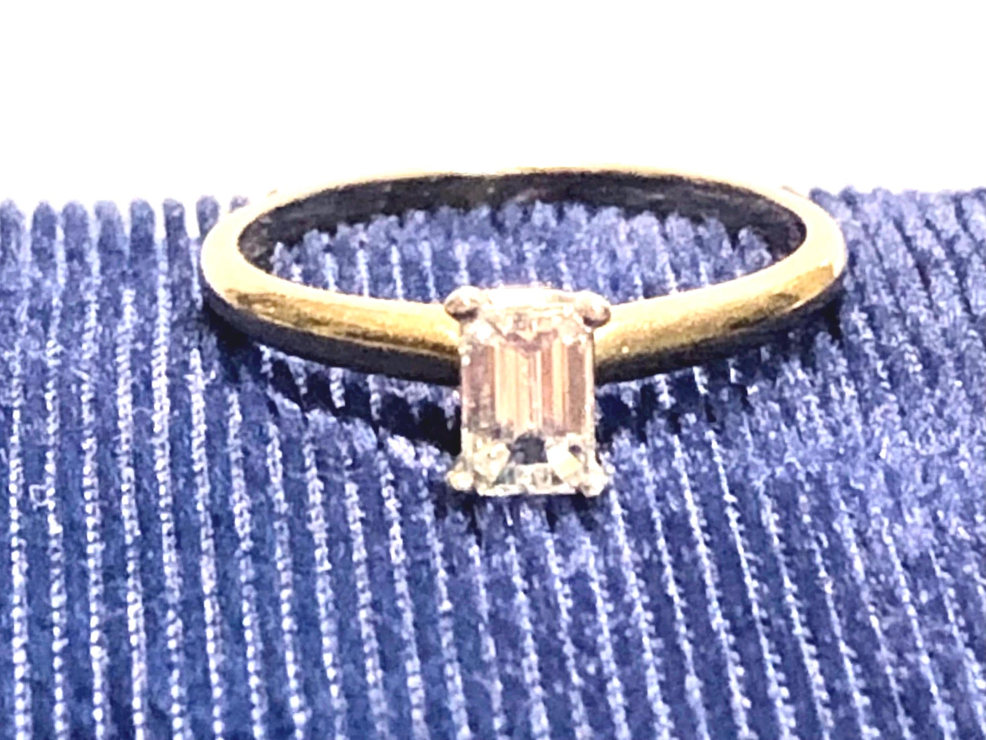 Emerald Cut Engagement Ring - Vintage Natural Diamond .55 Carats - 14k Yellow Gold Solitaire Genuine Gemstone - Fine Jewelry Size 6.75