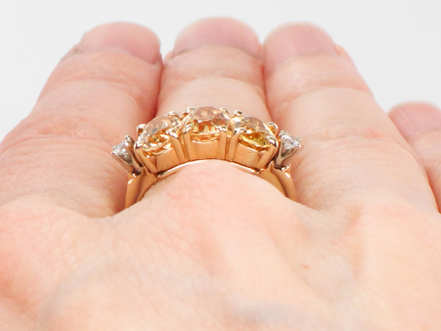 Vintage 14k Gold Golden Topaz Diamond Ring - November Birthstone, Size 6