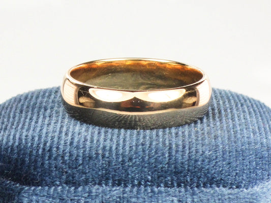 Vintage Solid 14k Yellow Gold Wedding Band, 5.6 mm Men&#39;s Plain Polished Wedding Ring Size 8.75