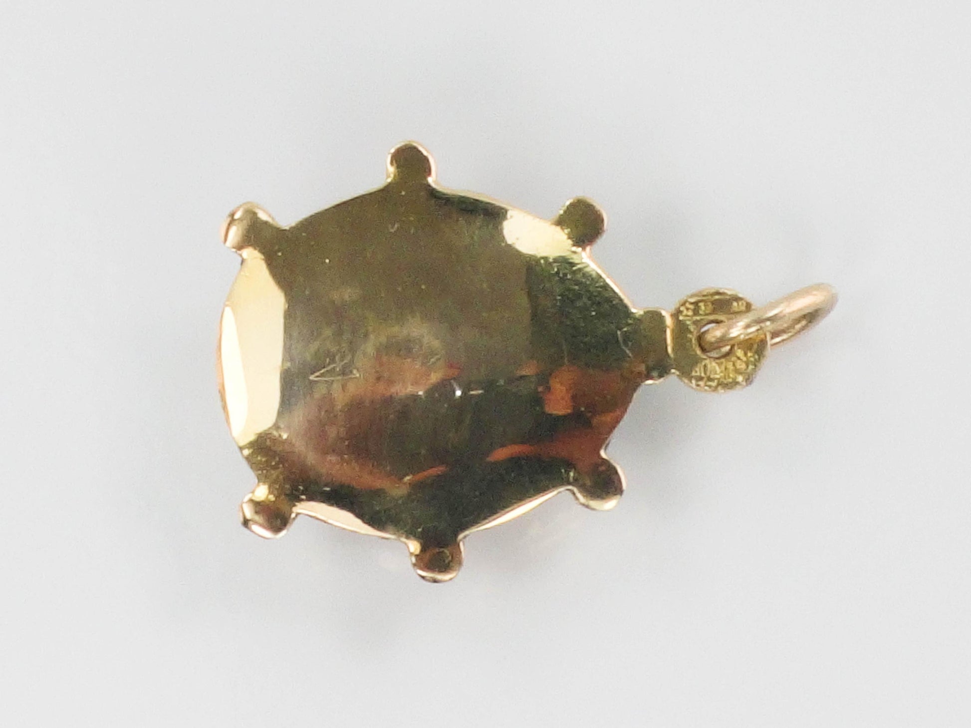Vintage 18k Gold Puffy Ladybug Pendant with Red and Black Enamel, Good Luck Charm