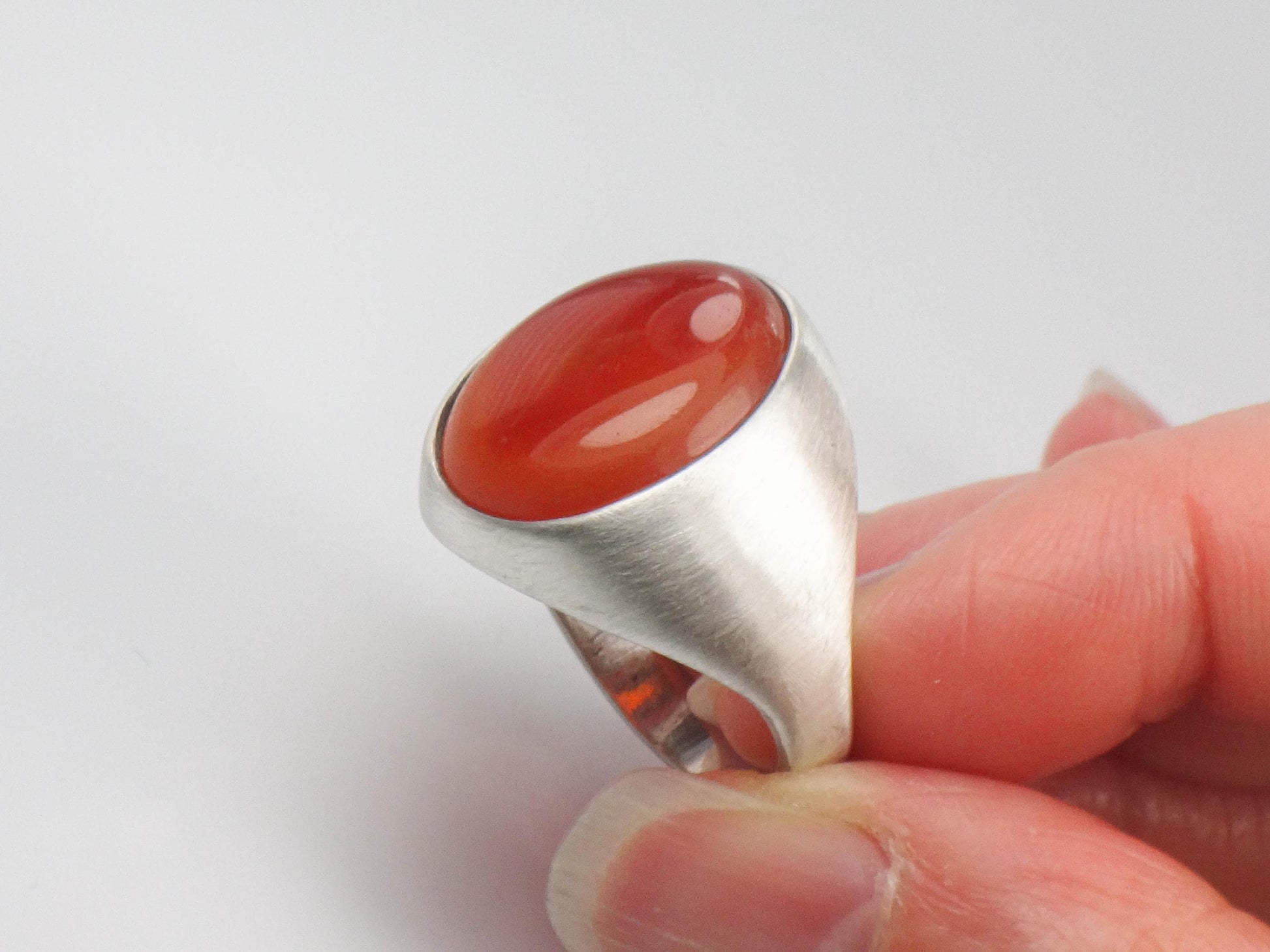 Vintage Men&#39;s Sterling Silver Carnelian Ring made by Uncas, Size 10.75, Father&#39;s Day, Birthday Gift