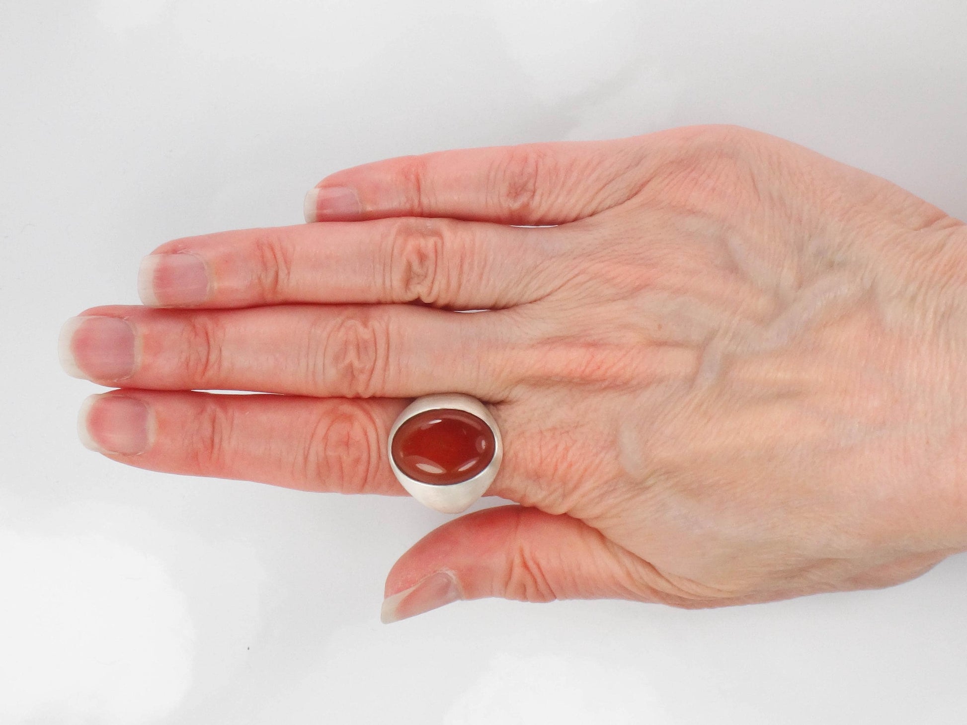 Vintage Men's Sterling Silver Carnelian Ring by Uncas (Size 10.75)
