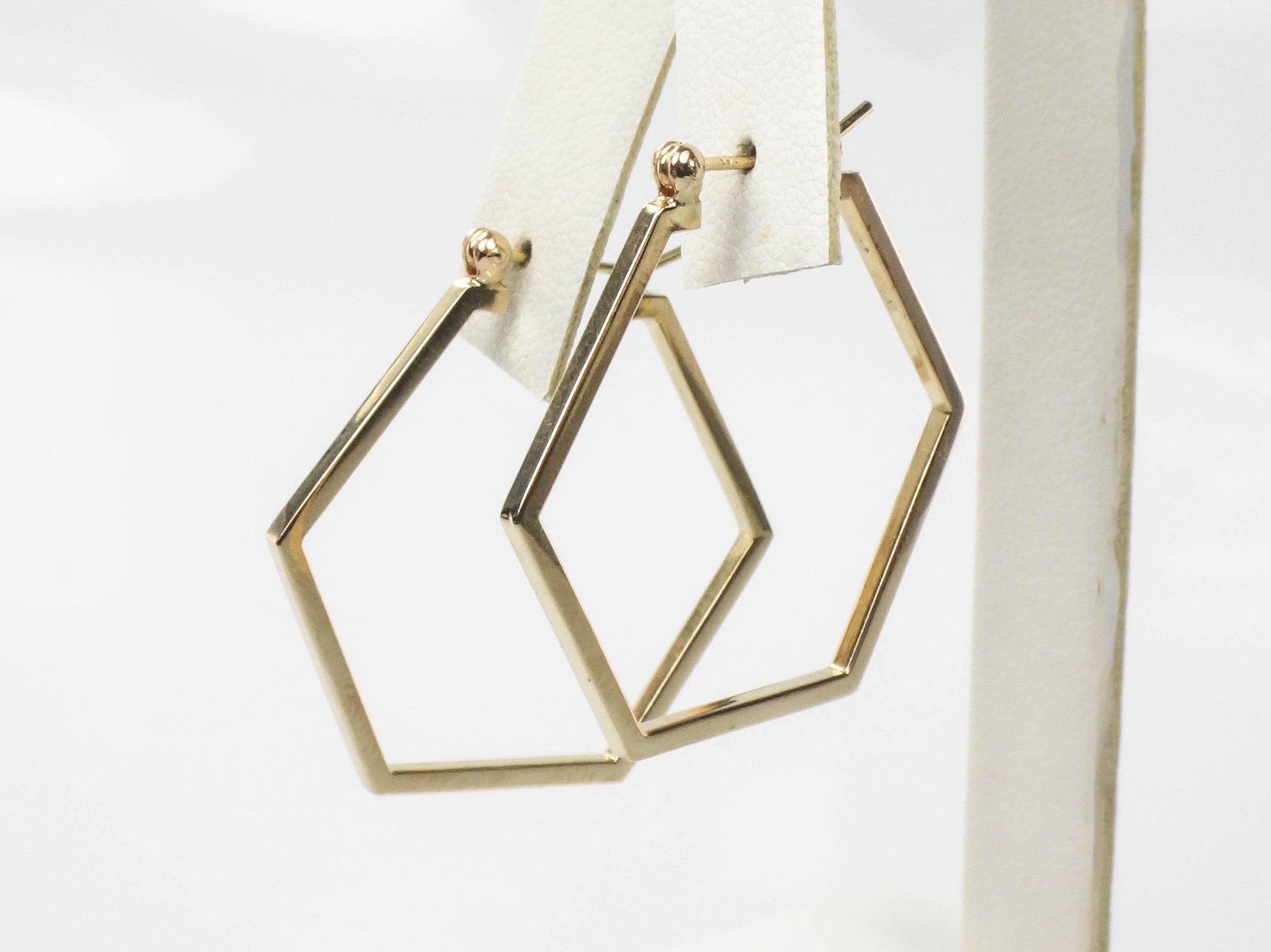 Vintage 14k Yellow Gold Octagon Hoop Earrings, 1 3/8" Gold Hoops, Birthday, Anniversary Gift