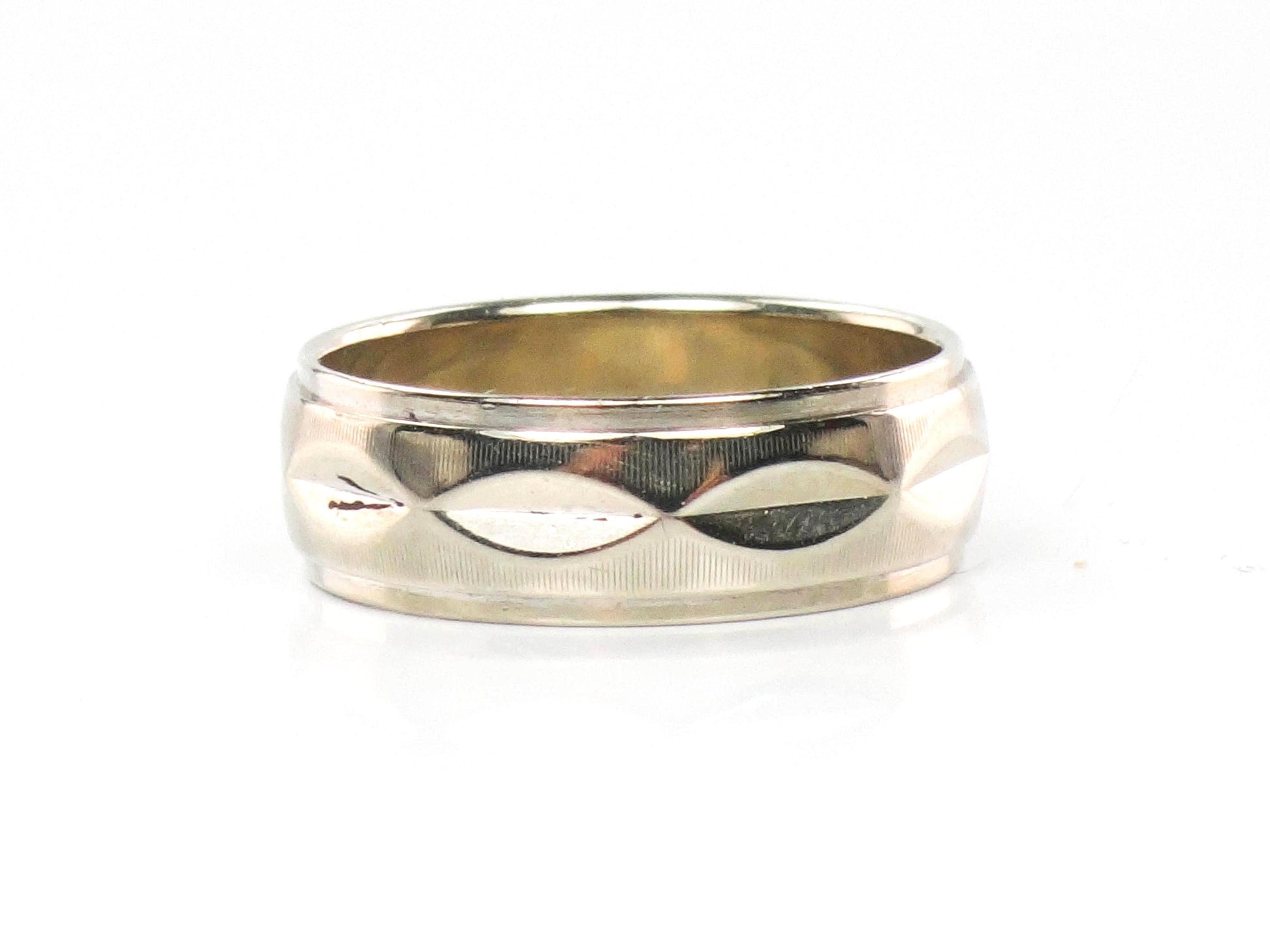 Vintage 14k Yellow Gold Natural Diamond Engagement Ring Charm JR Wood Ring - Bride Gift